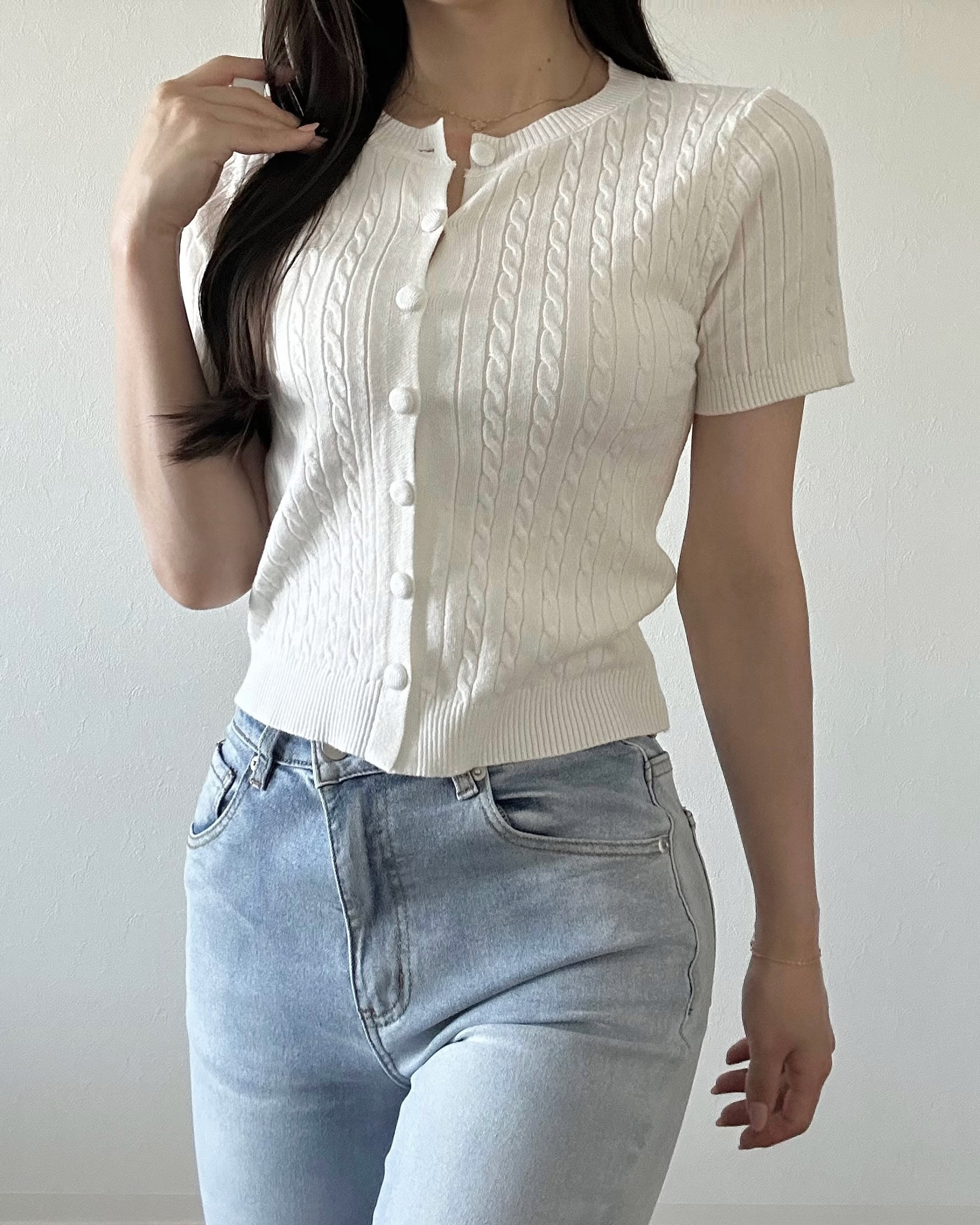 半袖ケーブルニットカーディガン | 詳細画像5