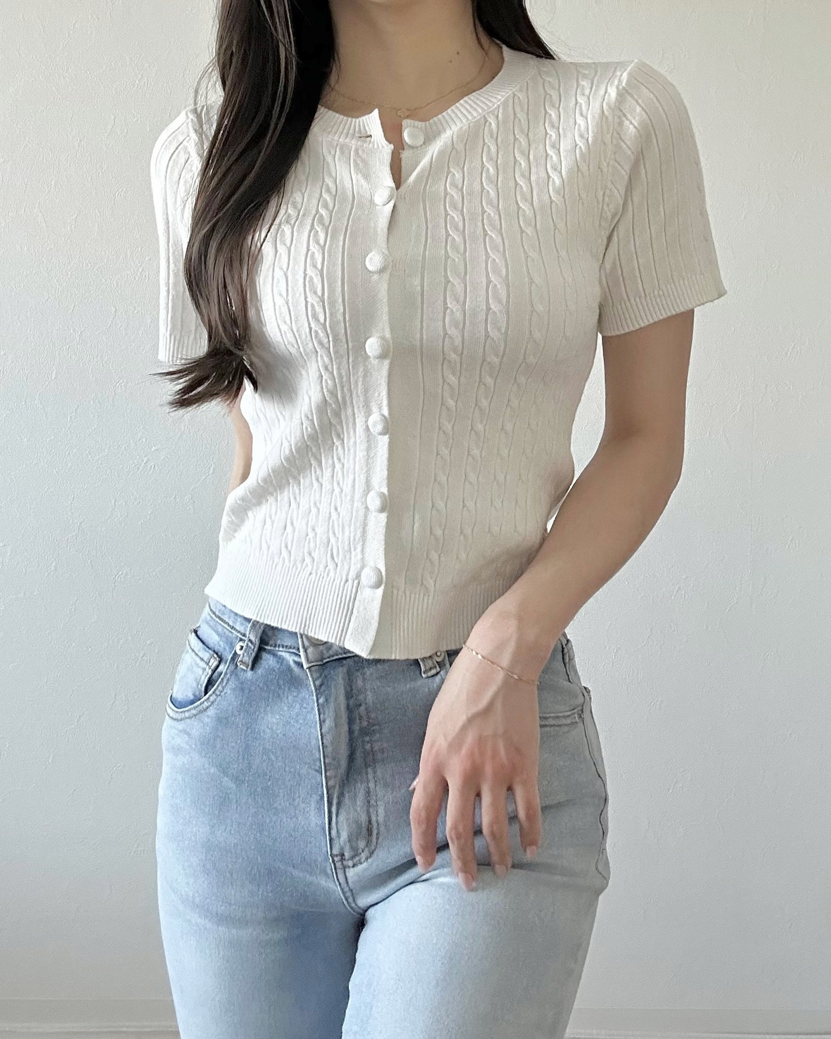 半袖ケーブルニットカーディガン | 詳細画像6