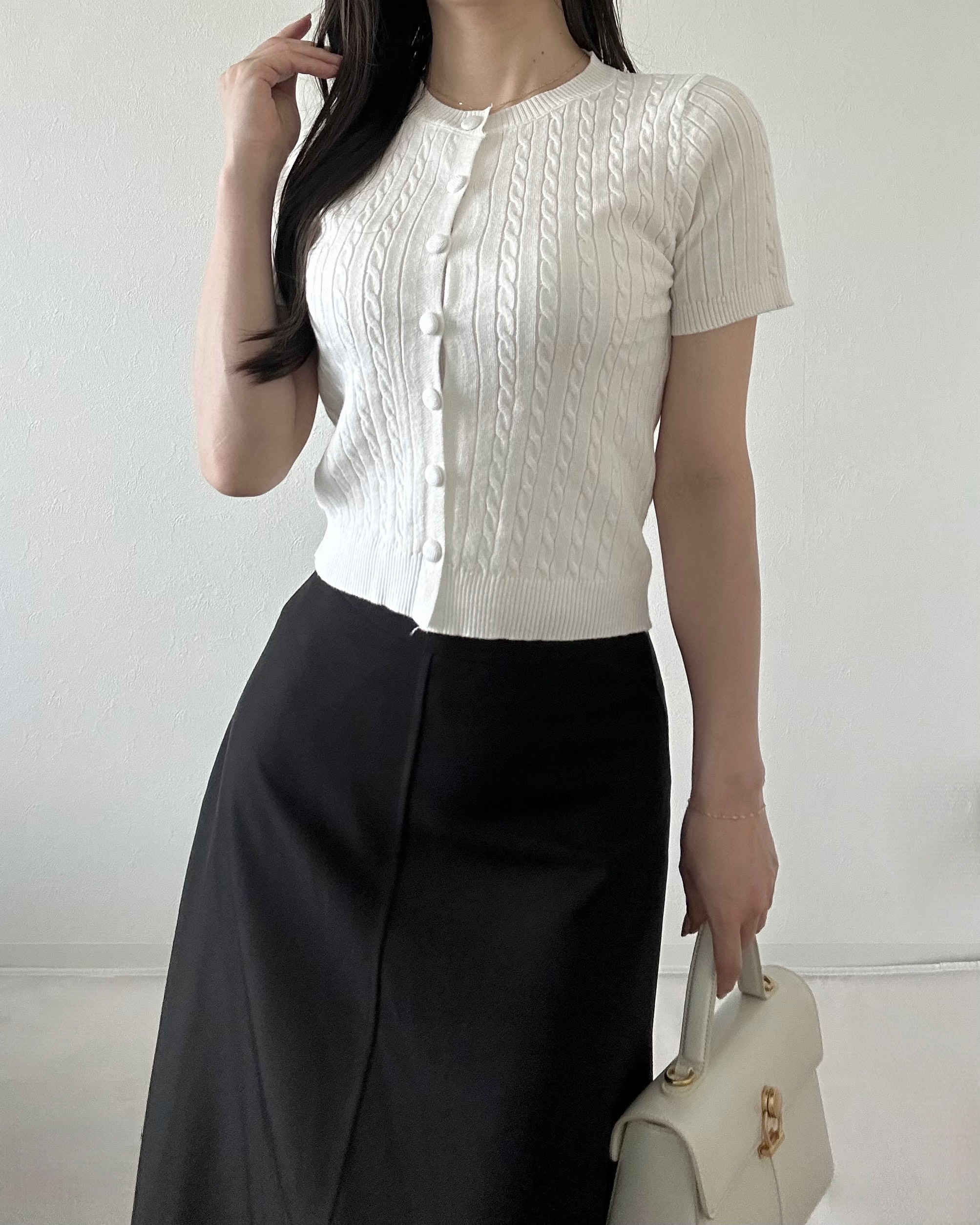 半袖ケーブルニットカーディガン | 詳細画像9