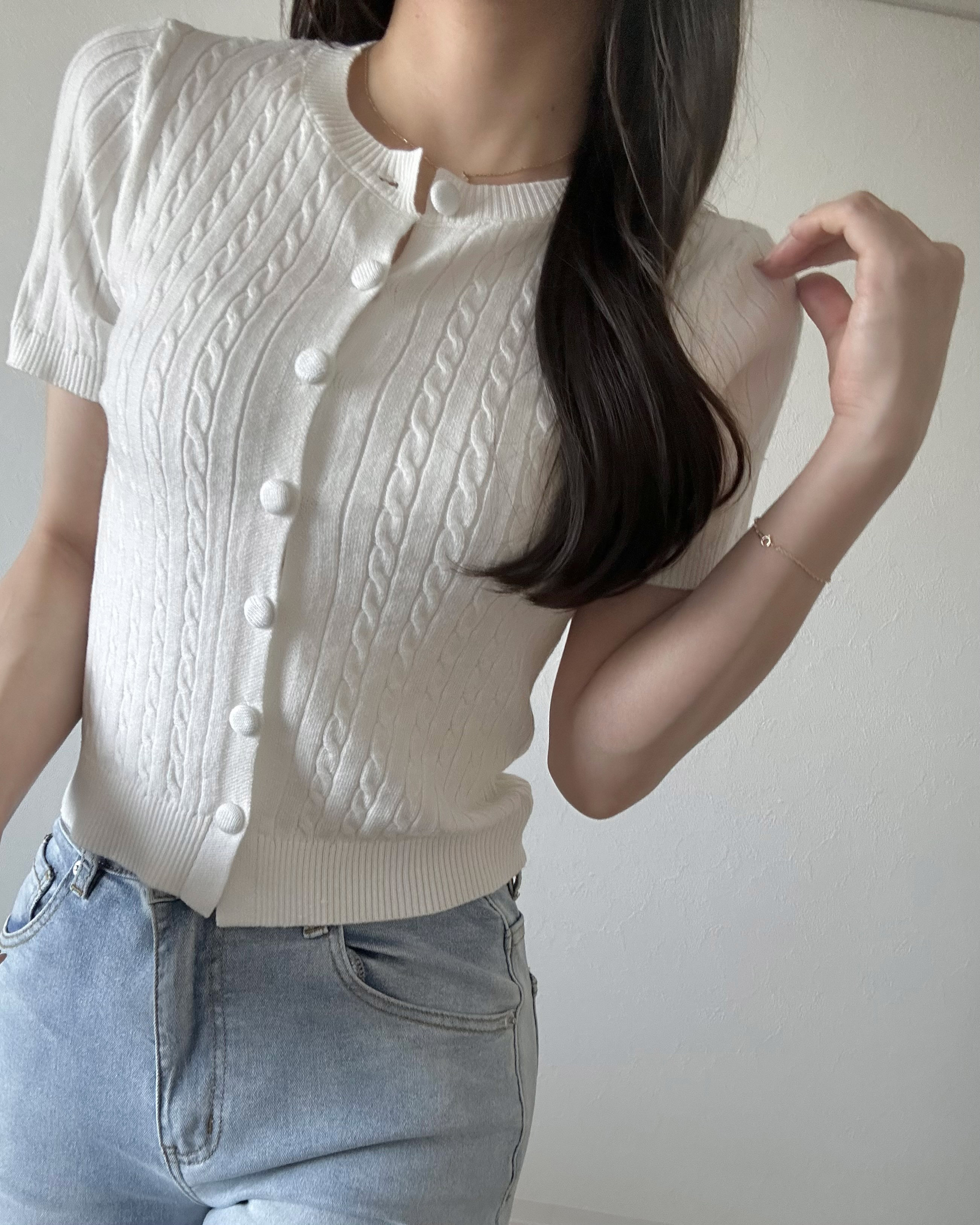 半袖ケーブルニットカーディガン | 詳細画像10