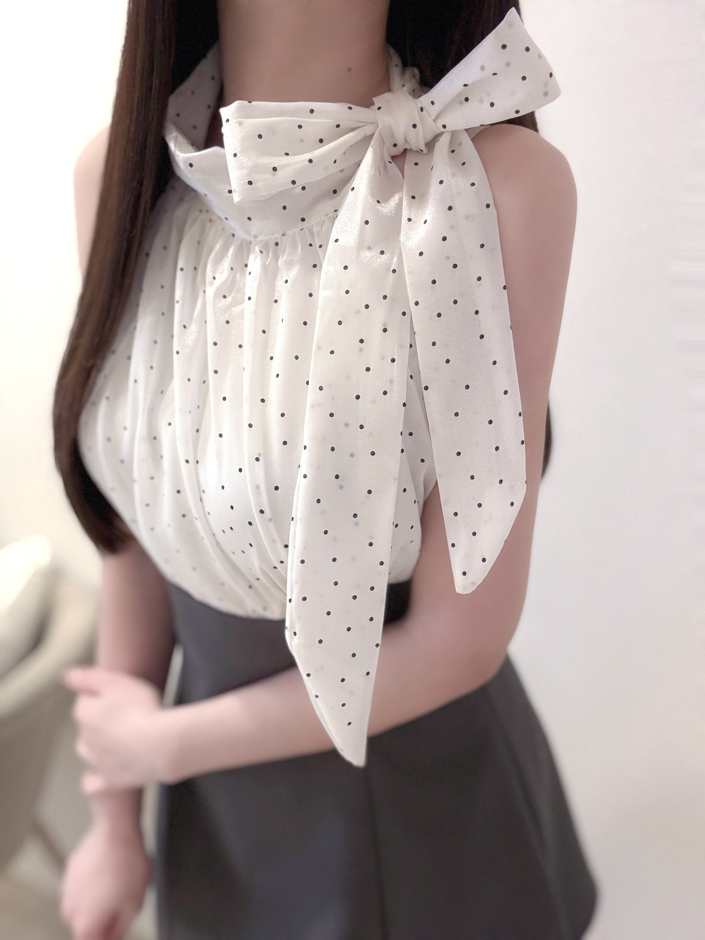 ドットリボンノースリーブブラウス | 詳細画像4