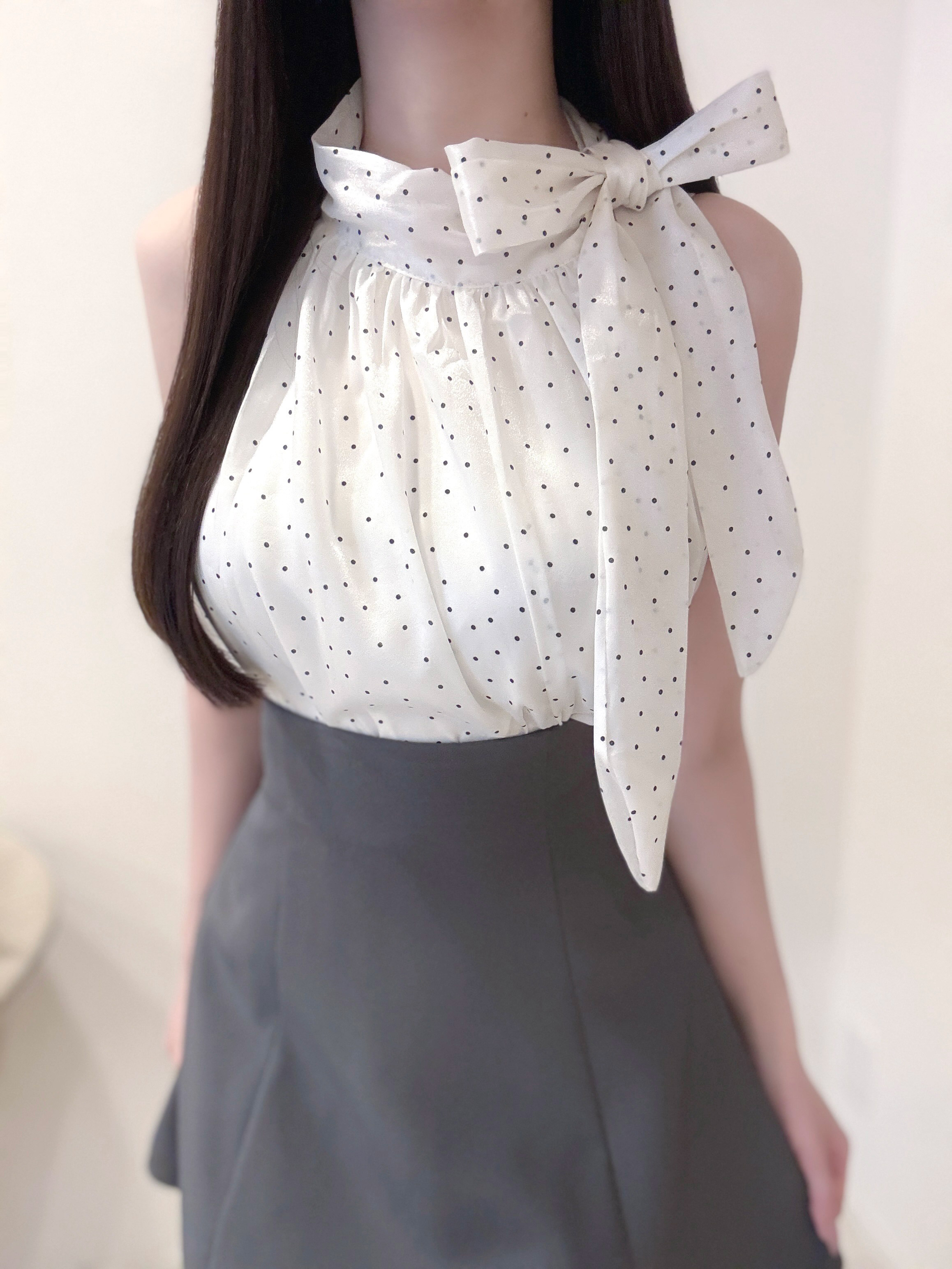 ドットリボンノースリーブブラウス | 詳細画像9