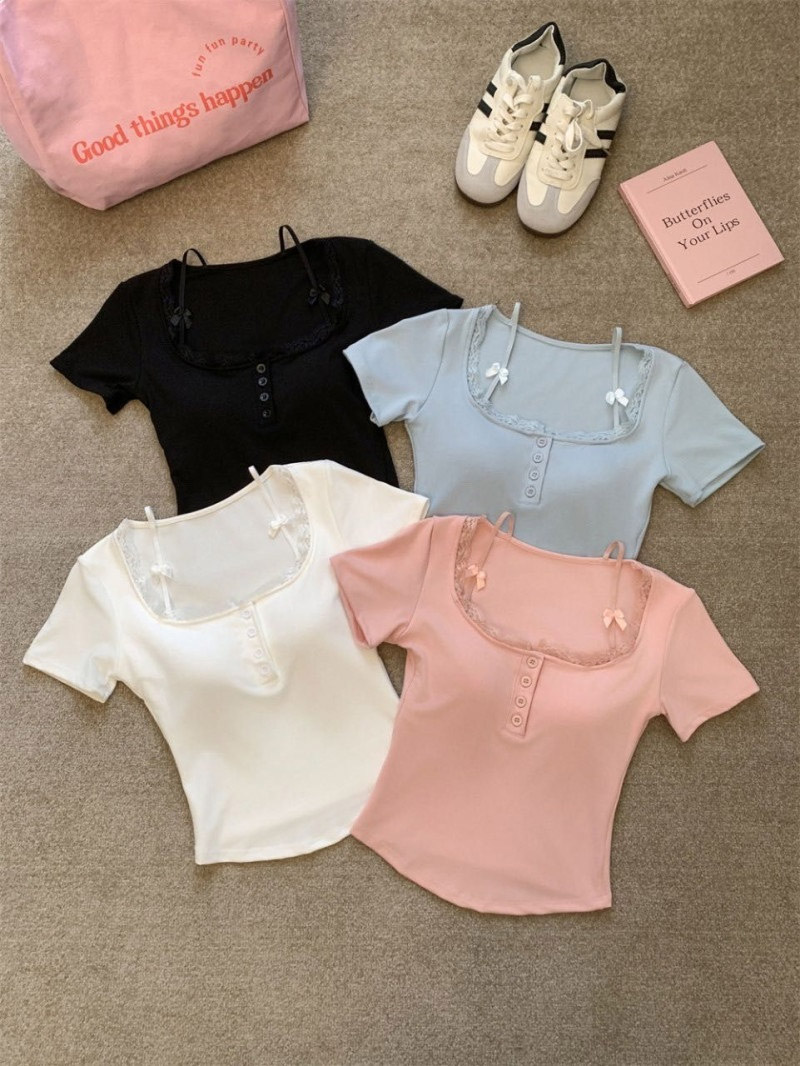ダブルリボンレースネックTシャツ | 詳細画像12