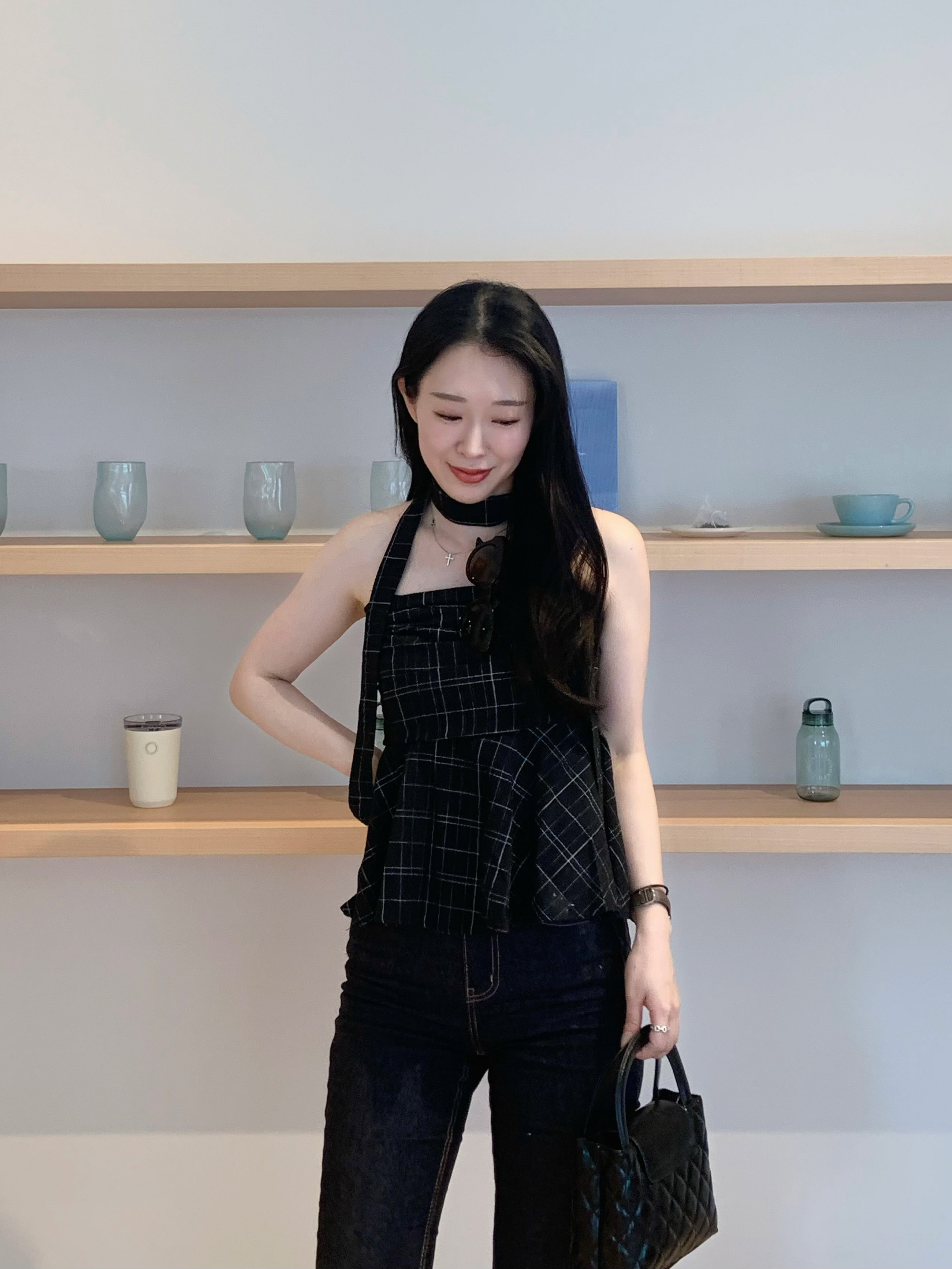 チェックペプラムチューブトップブラウス | 詳細画像2