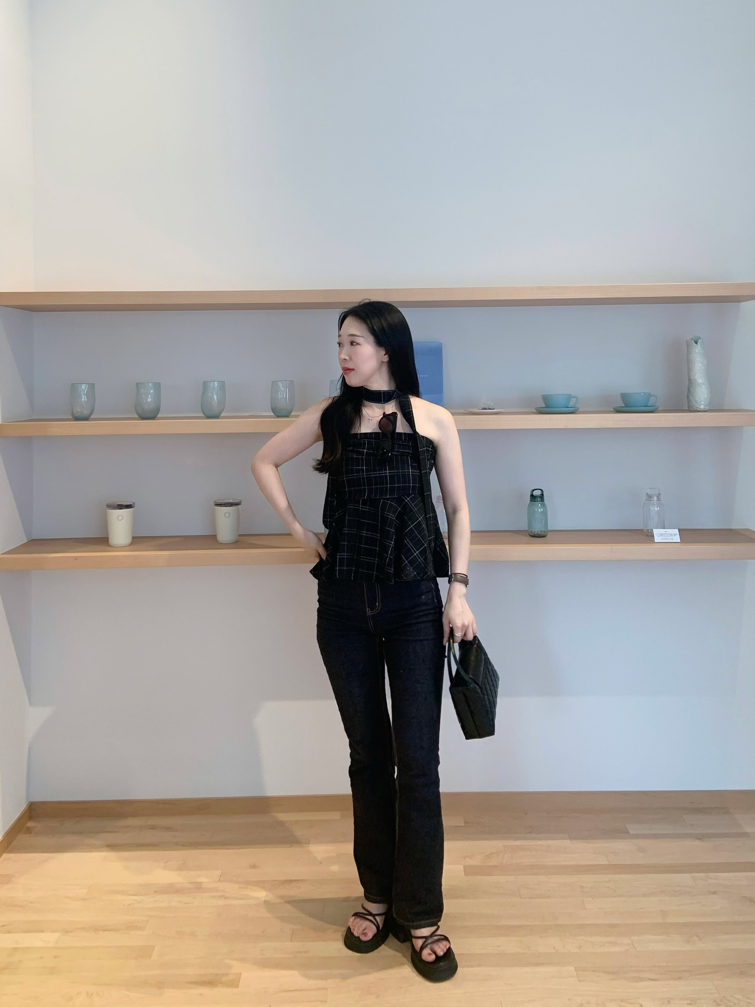 チェックペプラムチューブトップブラウス | 詳細画像4