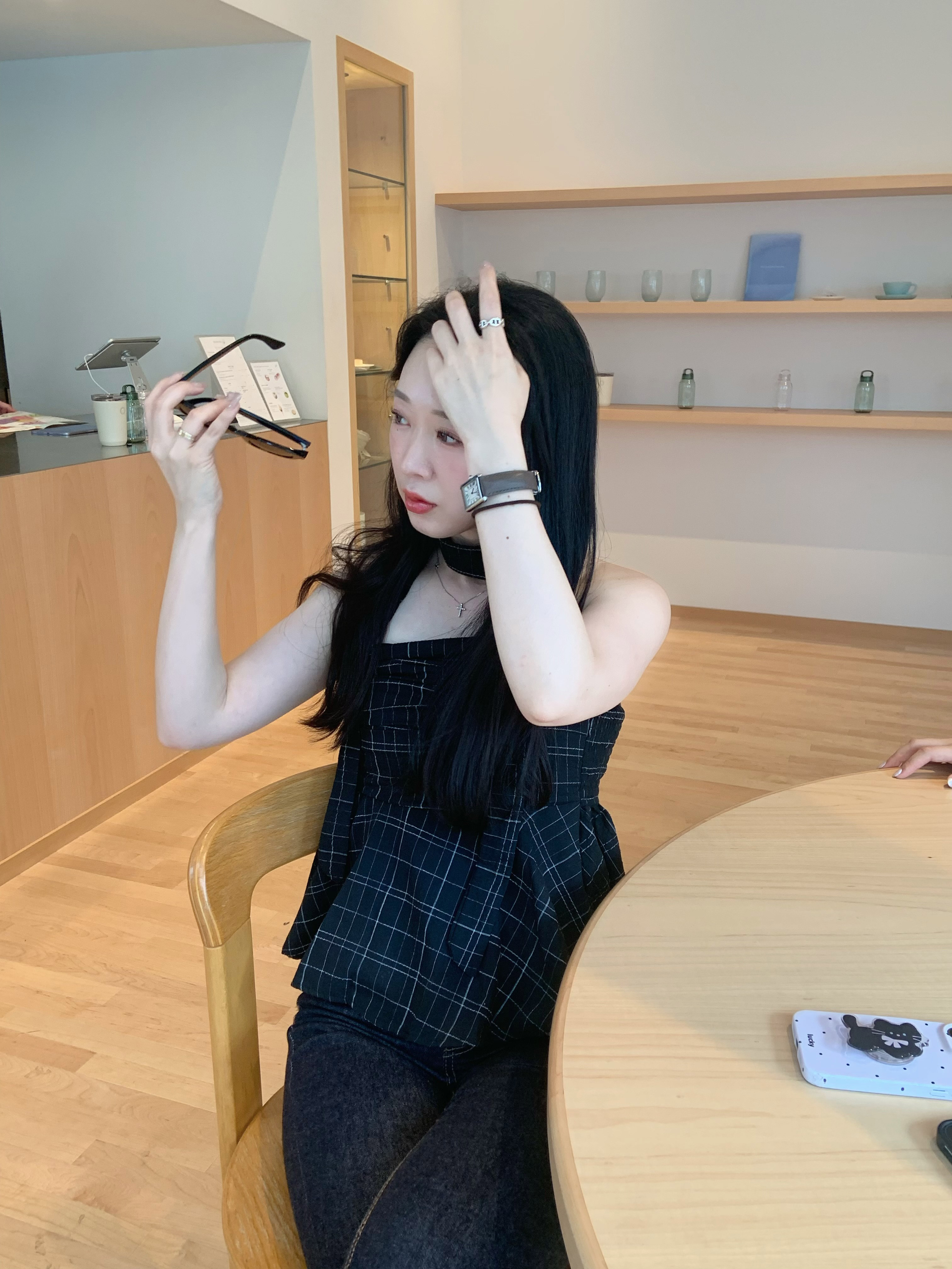 チェックペプラムチューブトップブラウス | 詳細画像8