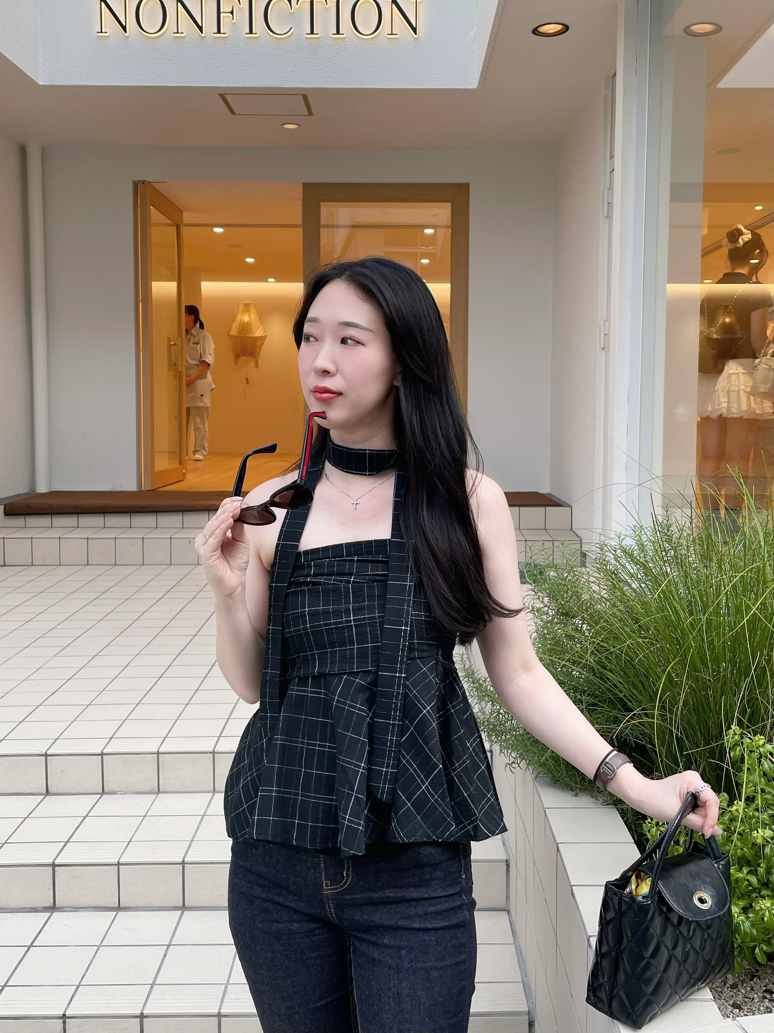 チェックペプラムチューブトップブラウス | 詳細画像10