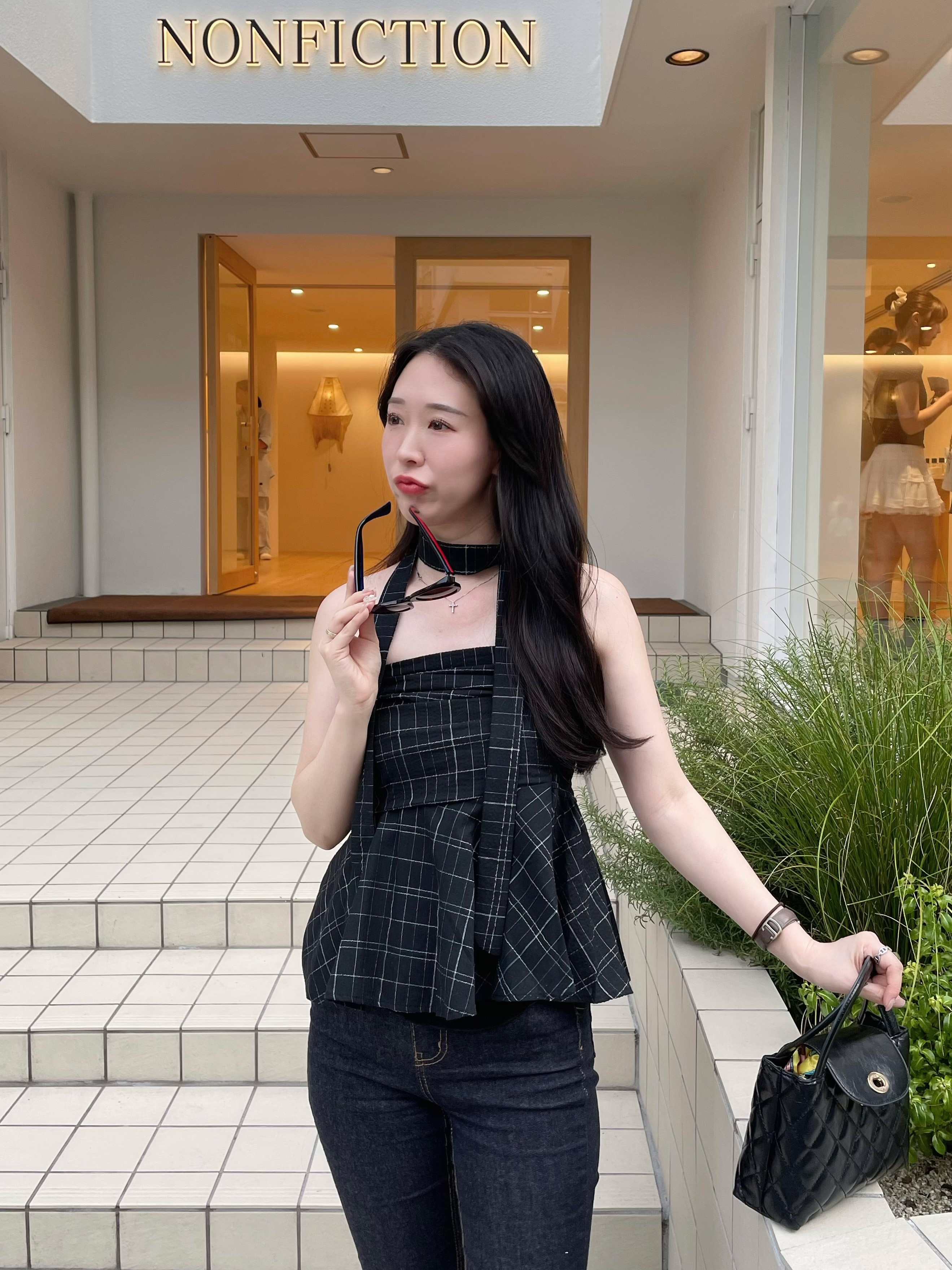 チェックペプラムチューブトップブラウス | 詳細画像11