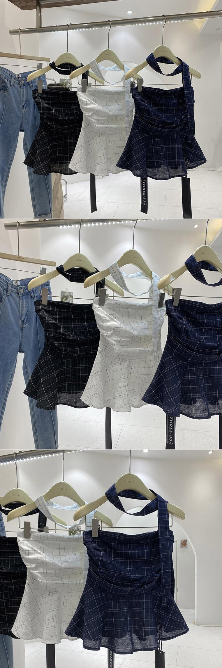 チェックペプラムチューブトップブラウス | 詳細画像12