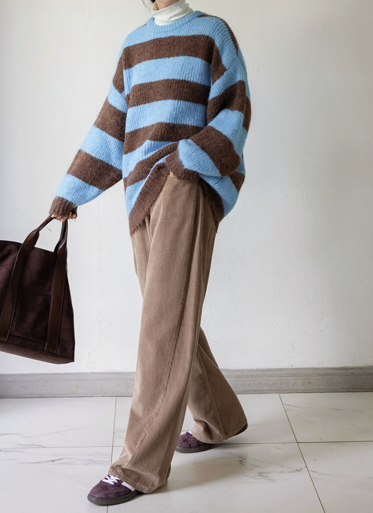 D-due オーバーニット　ボーダー D-due オーバーニット ボーダー BORDER KNIT HOODIE（ニット）｜Henon