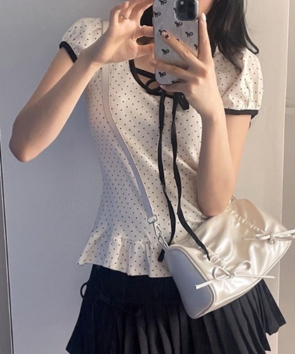 リボンフリルパフスリーブ半袖Tシャツ | 詳細画像7