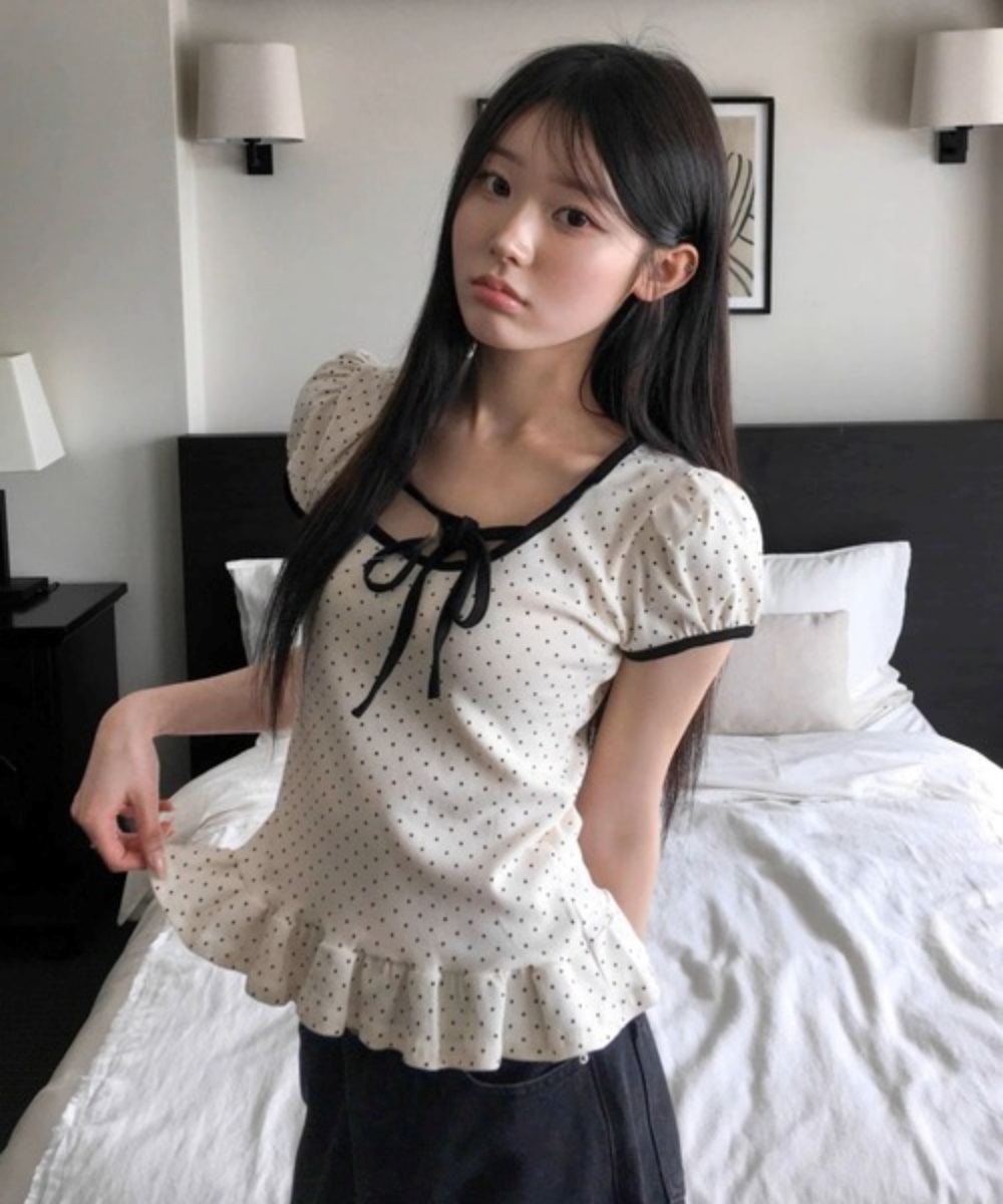 リボンフリルパフスリーブ半袖Tシャツ | 詳細画像15