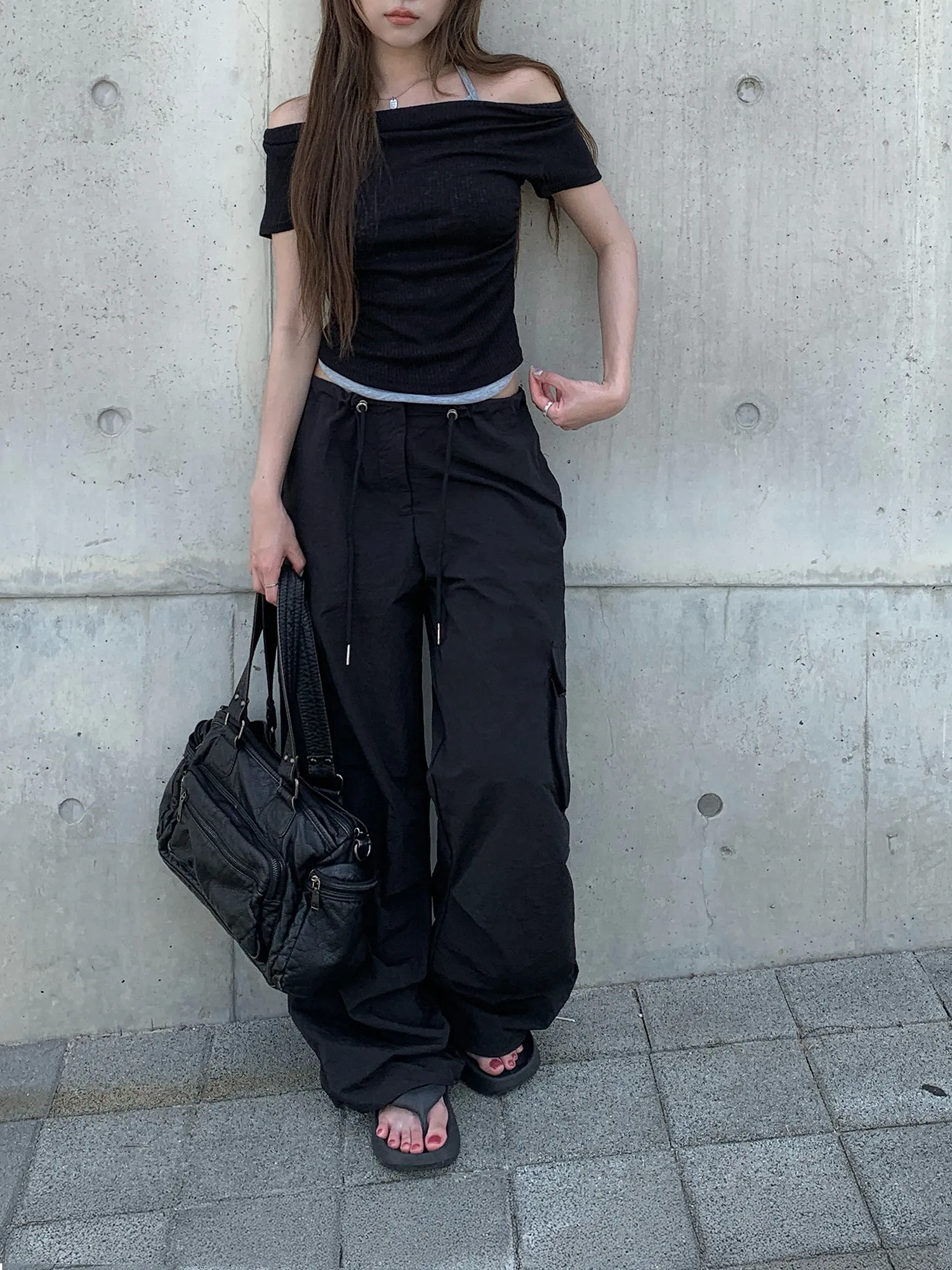 ドローストリングワイドカーゴタックパンツ | anyonemore | 詳細画像1