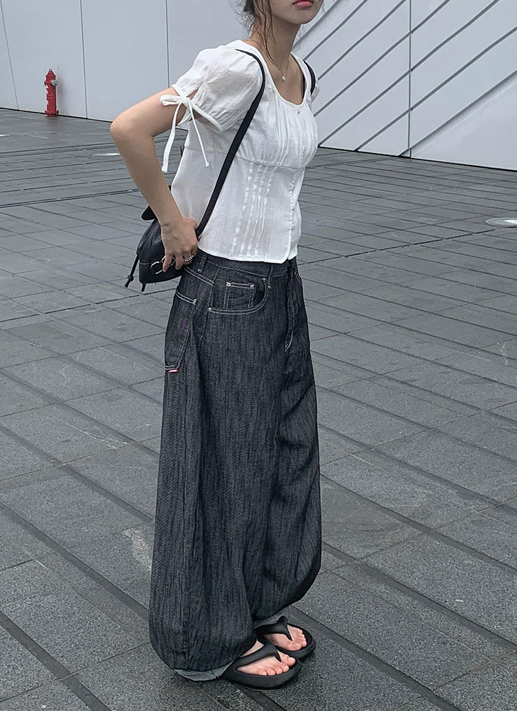 ステッチバルーンデニムパンツ | レディースファッション通販 - DHOLIC