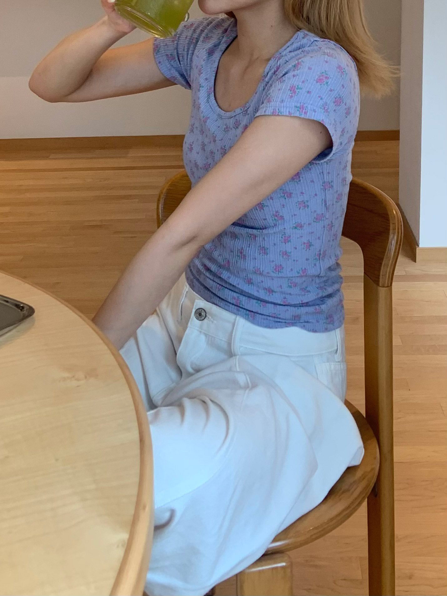 花柄シアーパンチング半袖Tシャツ | 詳細画像8