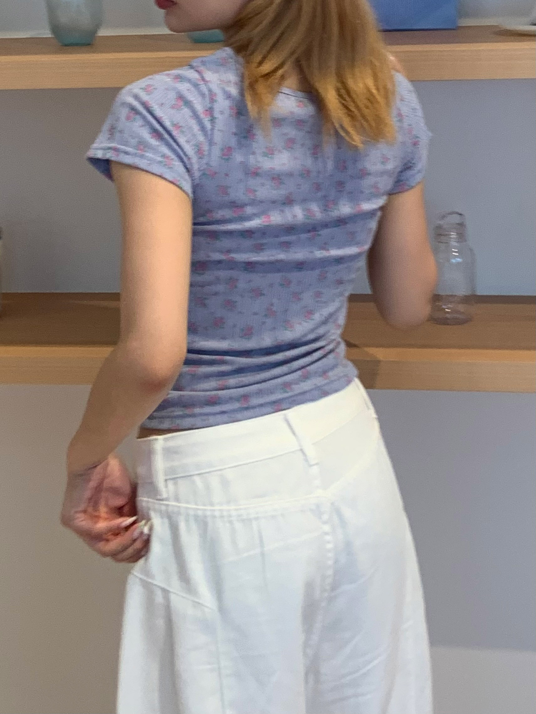 花柄シアーパンチング半袖Tシャツ | 詳細画像12