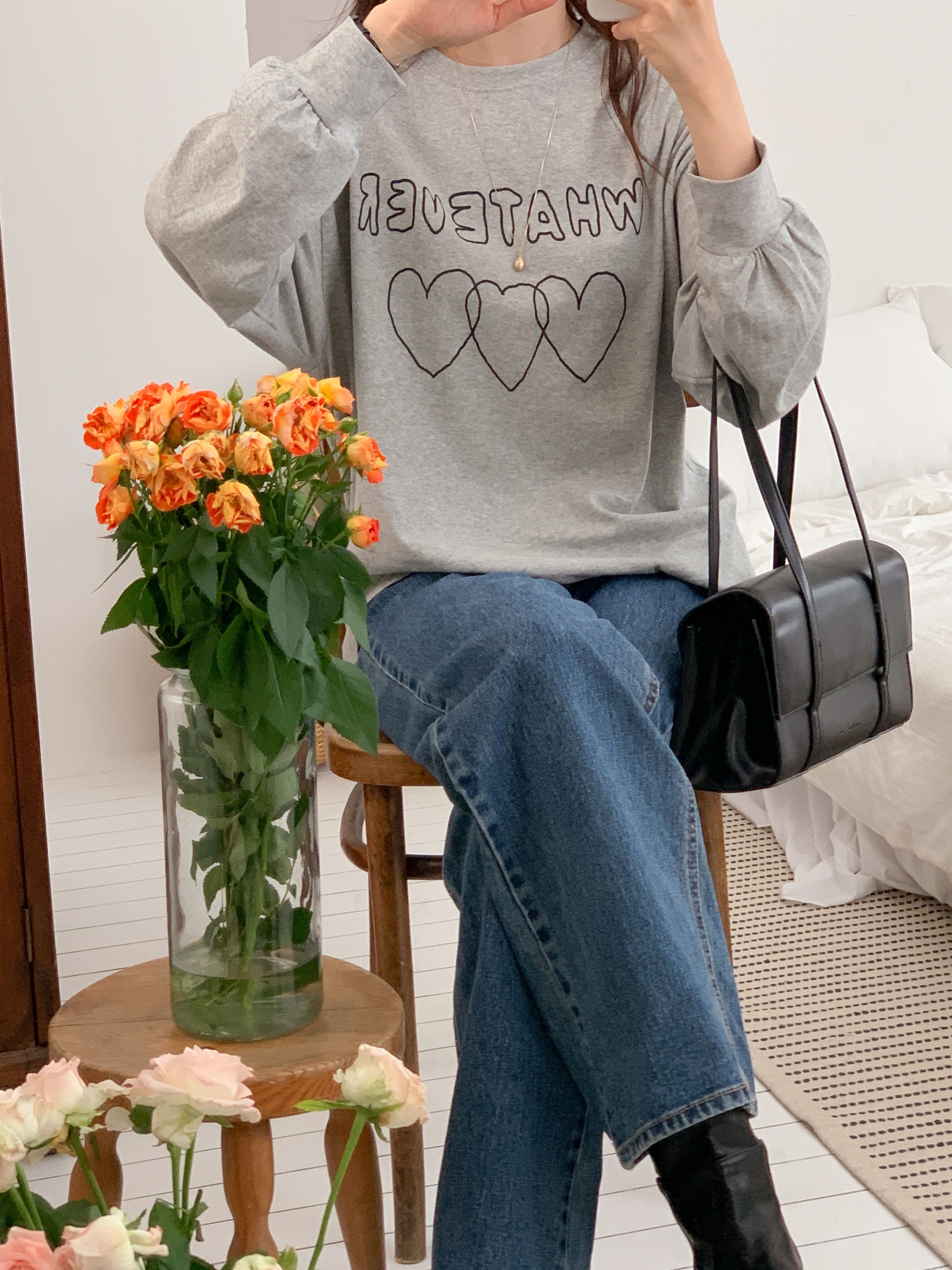 コットンラウンドネックルーズ長袖ロゴTシャツ | 詳細画像6