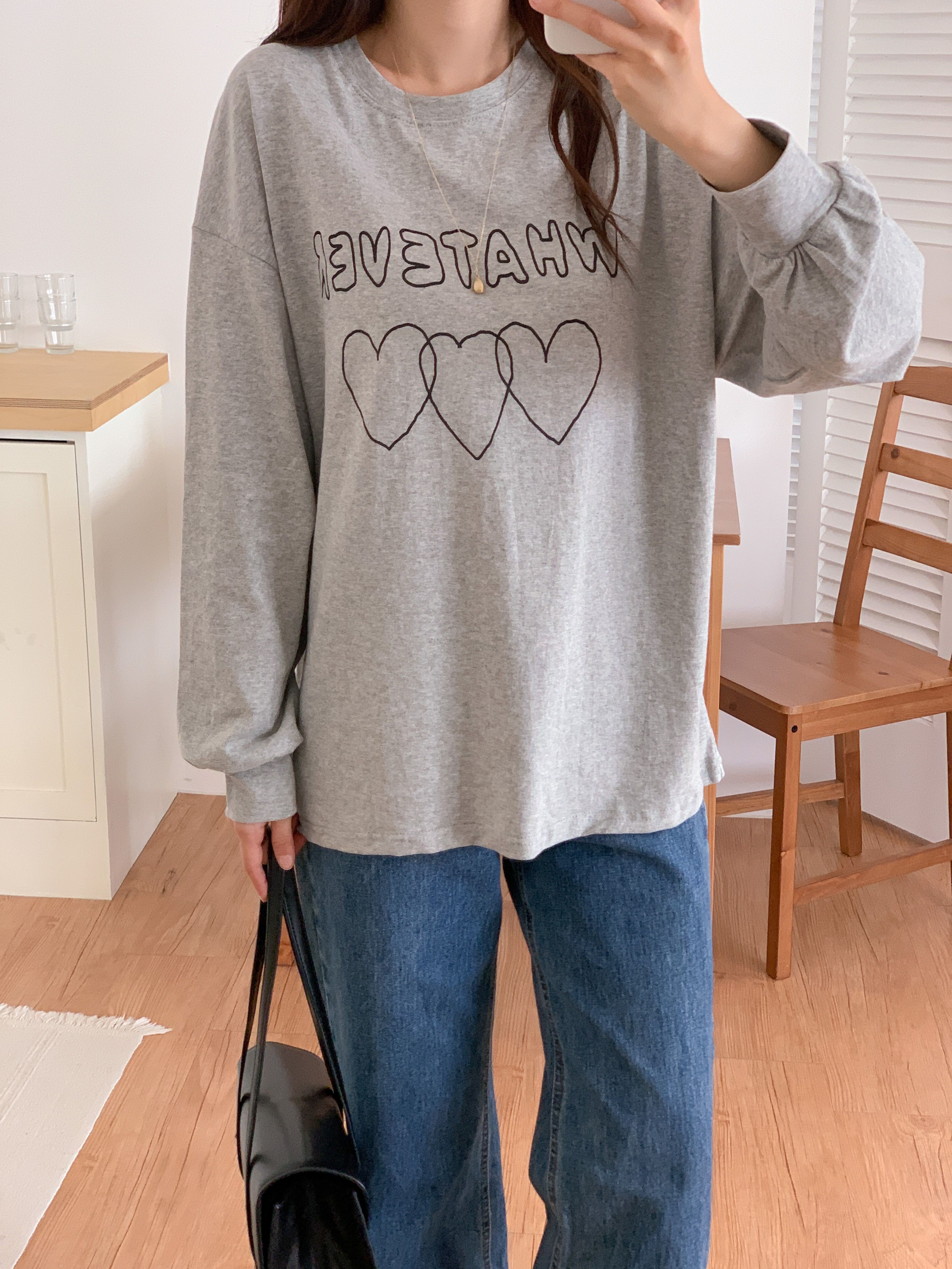 コットンラウンドネックルーズ長袖ロゴTシャツ | 詳細画像14