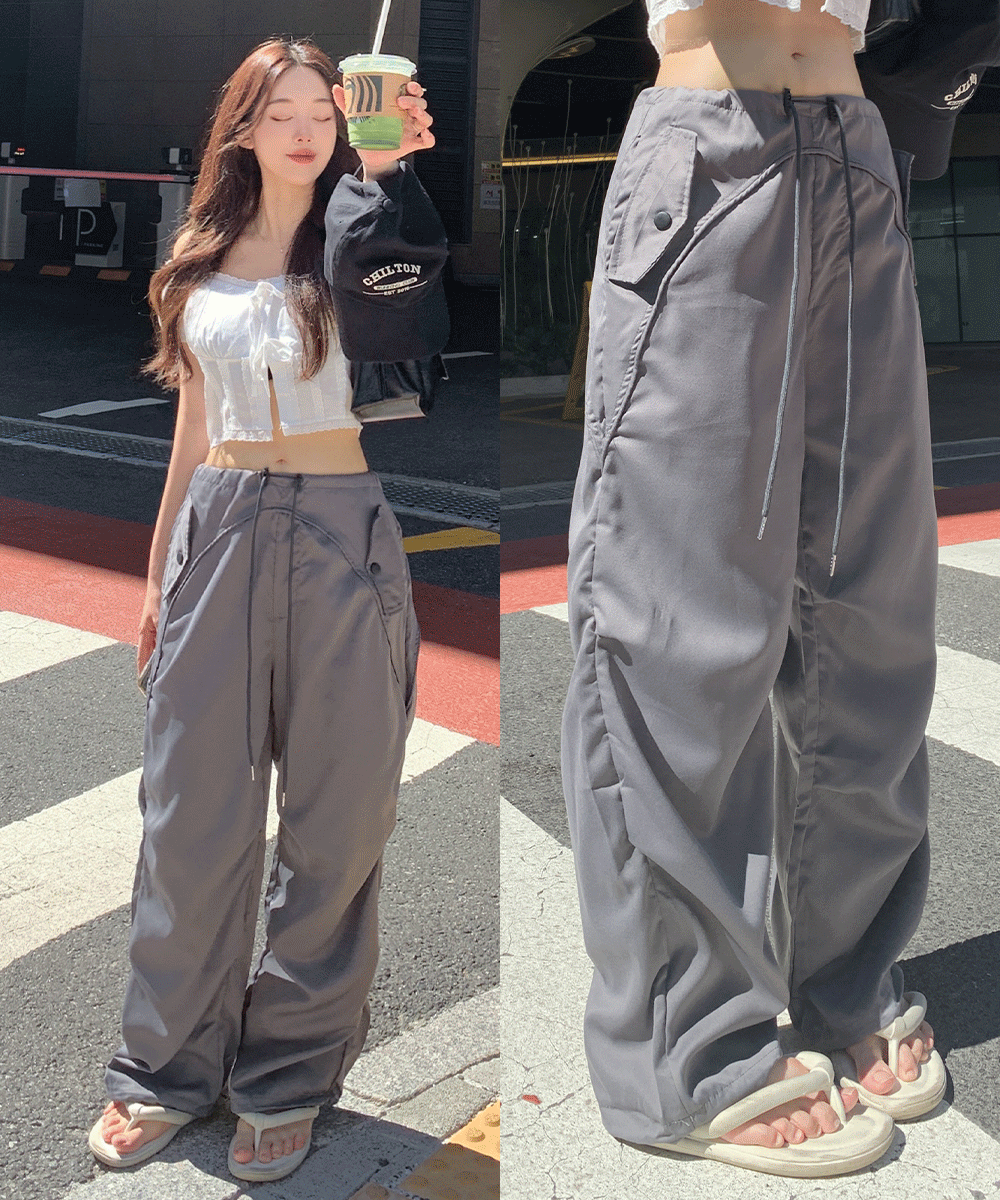 ドローコードラインピンタックワイドカラーパンツ | レディース