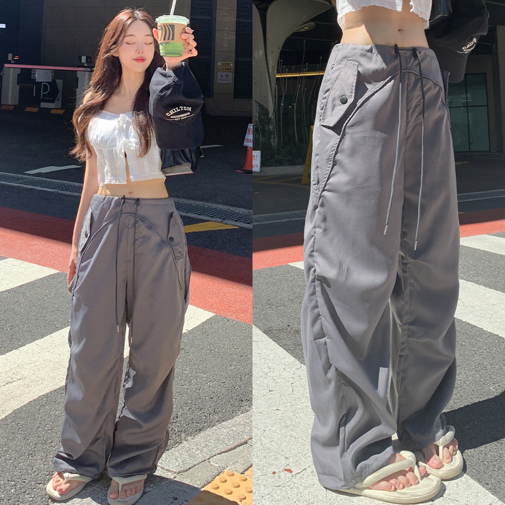 ドローコードラインピンタックワイドカラーパンツ | レディース