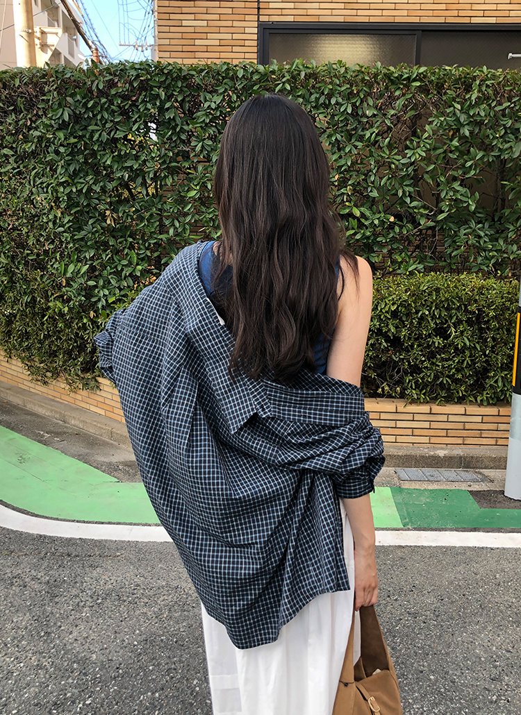 新品タグ付♪サイズ3・L 45R バックボタン ロゴ刺繍 チェックシャツ ボタンカラールーズ刺繍チェックシャツ | レディースファッション通販