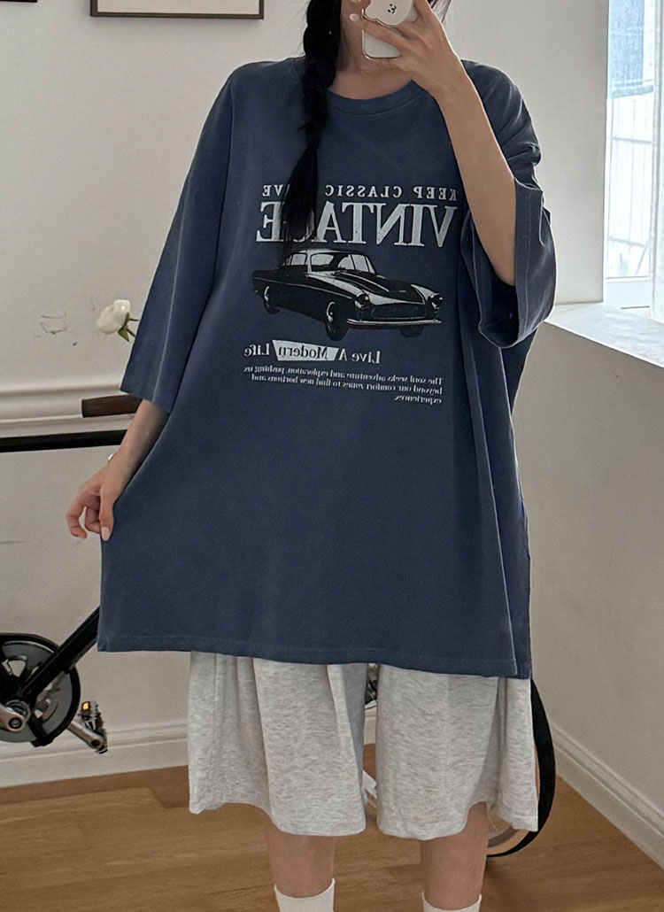 ボクシーIライン半袖プリントTシャツ | レディースファッション通販