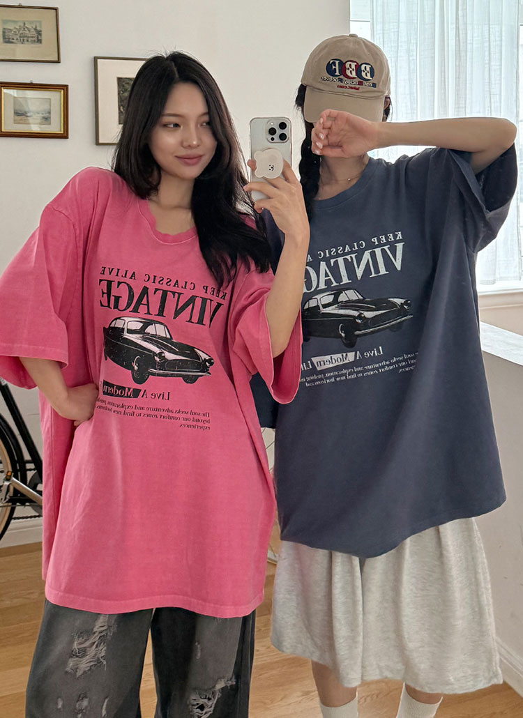 ボクシーIライン半袖プリントTシャツ | レディースファッション通販