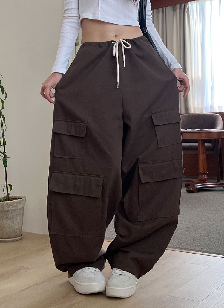 ドローストリングカーゴワイドパンツ | レディースファッション通販