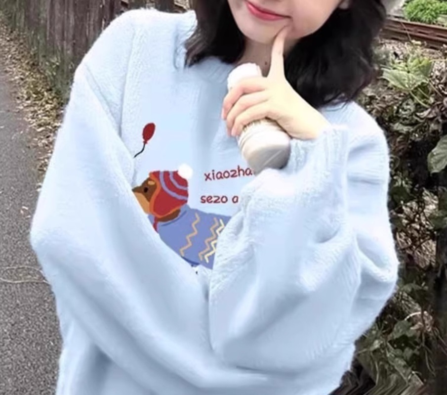 ラウンドネックルーズプリントニット | 詳細画像2