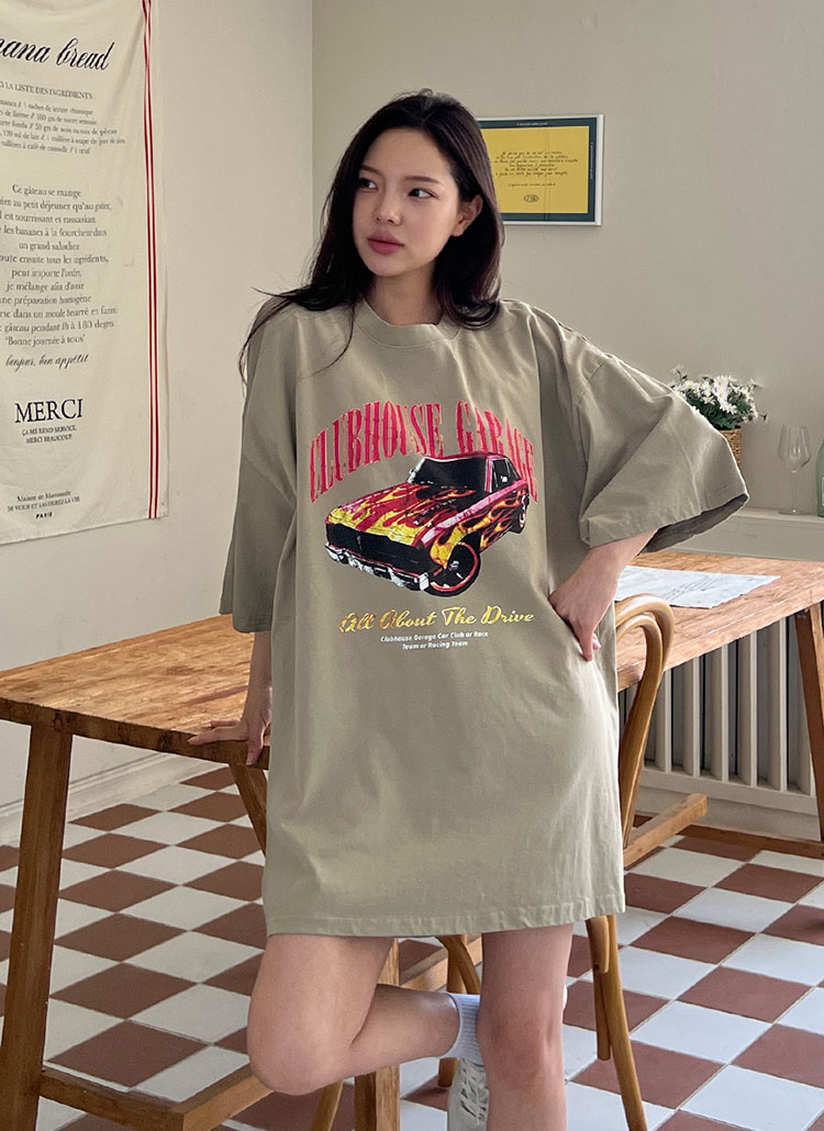 オーバーサイズ半袖ワイドプリントTシャツ | レディースファッション