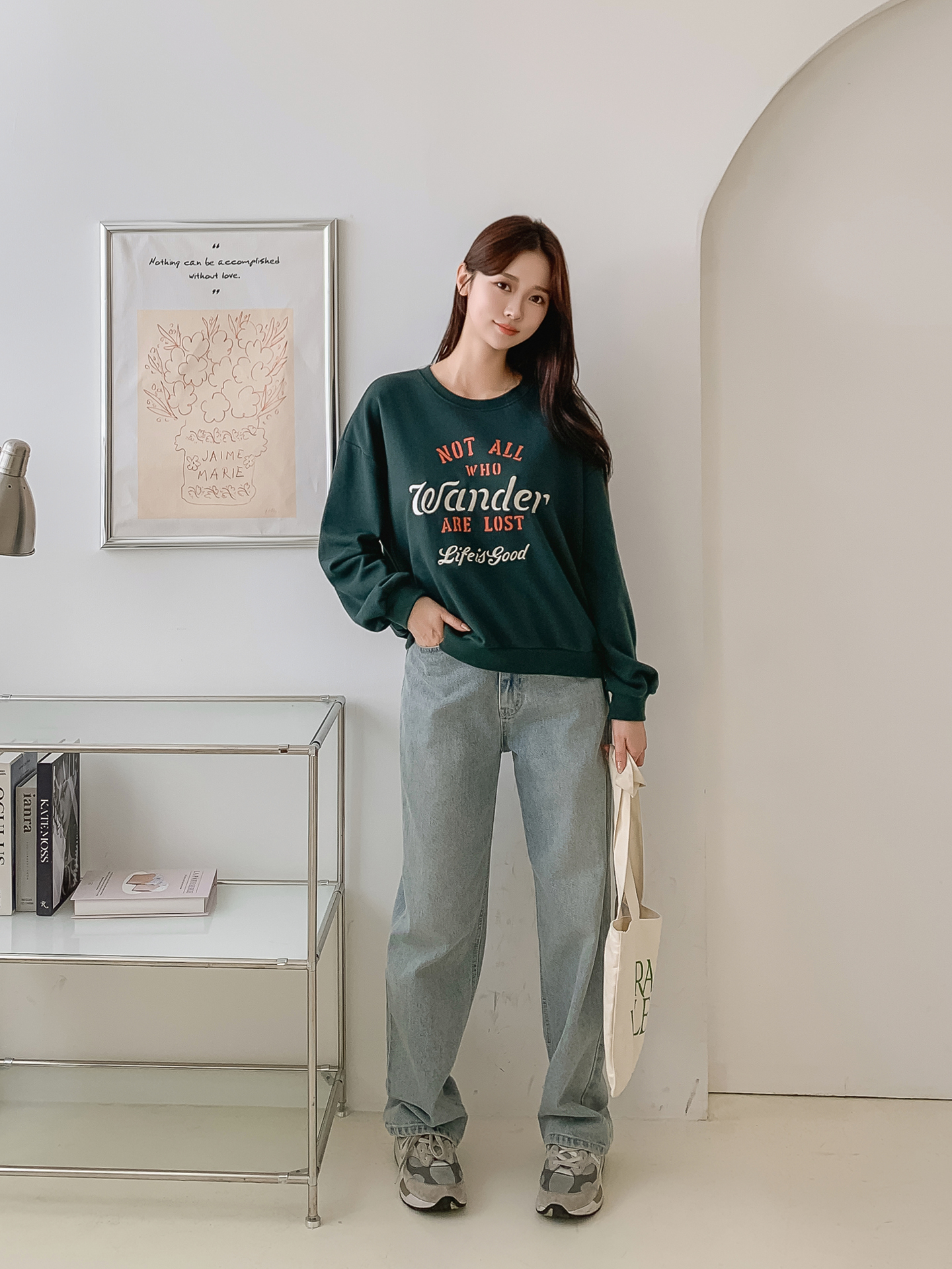 ラウンドネック刺繍プリントスウェット | 詳細画像4