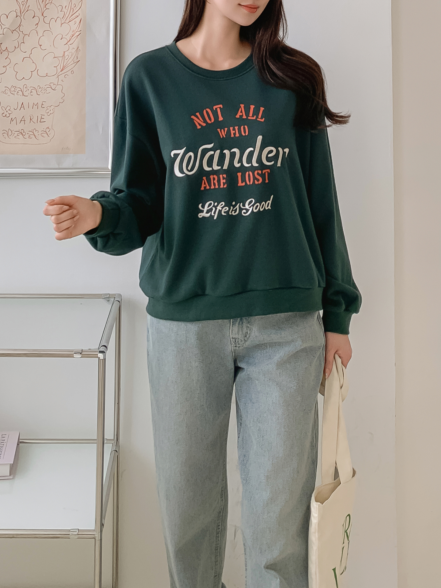 ラウンドネック刺繍プリントスウェット | 詳細画像6