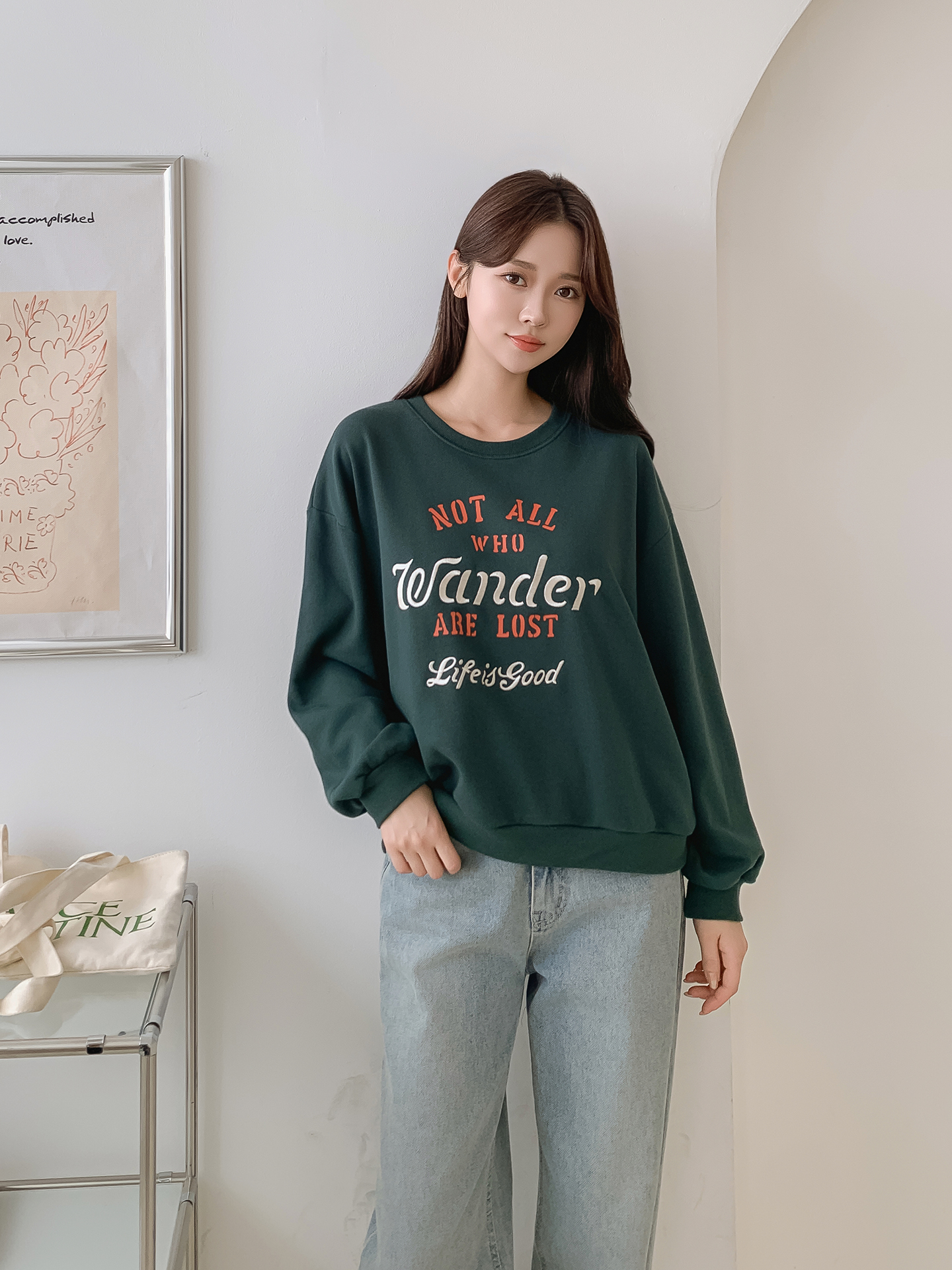 ラウンドネック刺繍プリントスウェット | 詳細画像9