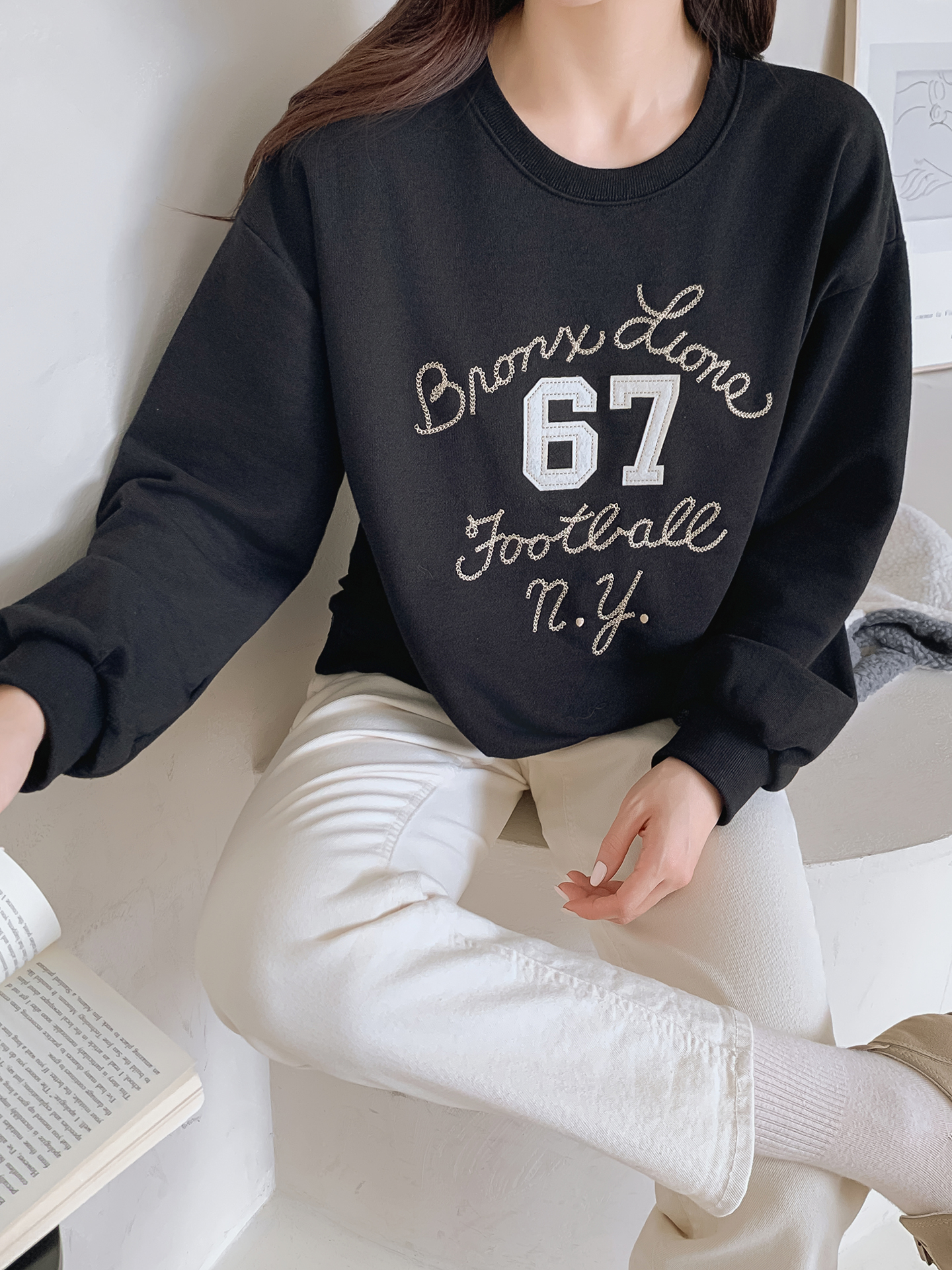 ラウンドネック刺繍スウェット | 詳細画像9