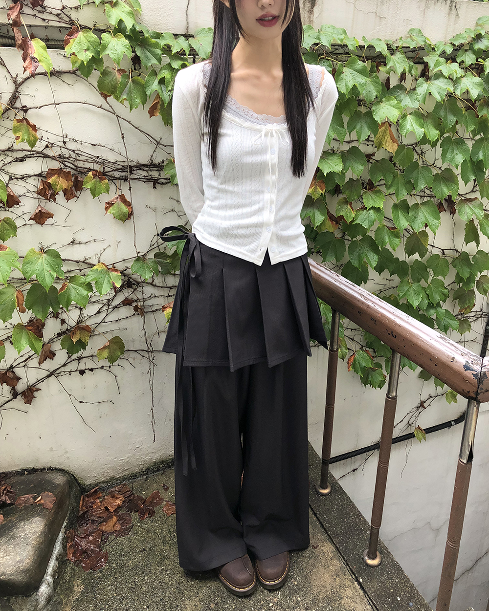 スカート付ゴムレイヤードラップパンツ | レディースファッション通販