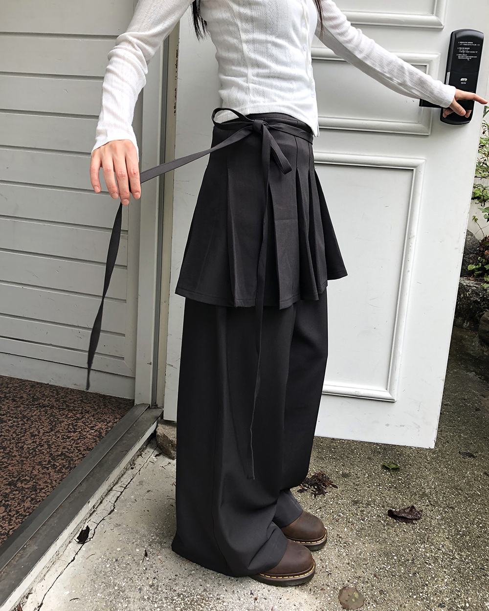 スカート付ゴムレイヤードラップパンツ | レディースファッション通販