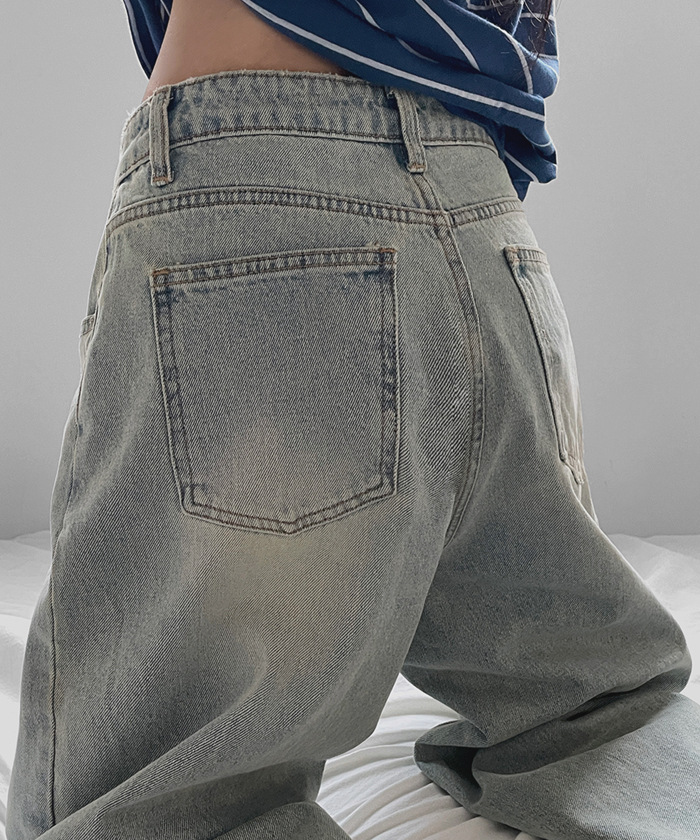 ワイドウォッシングライトブルーデニムパンツ | レディース