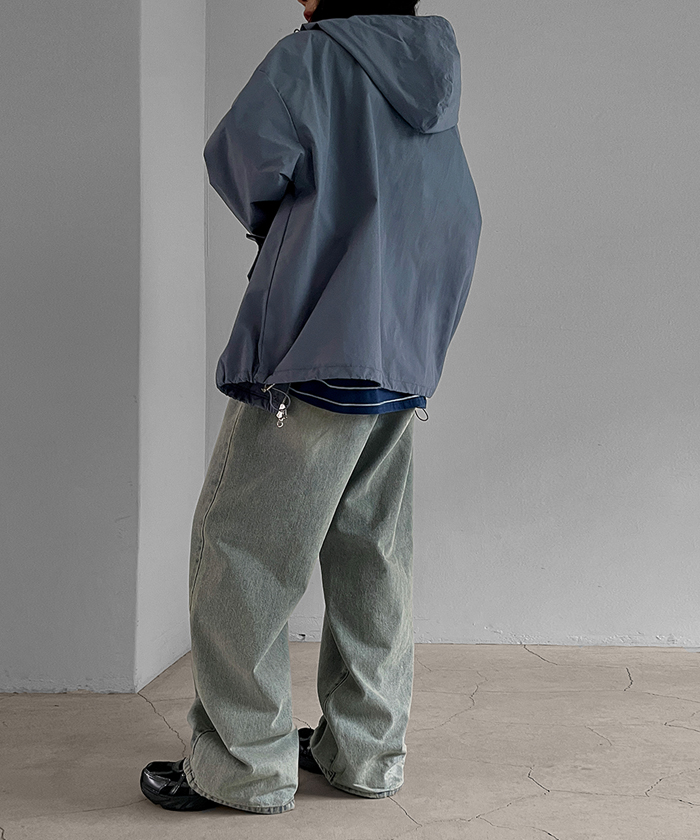 ワイドウォッシングライトブルーデニムパンツ | レディース