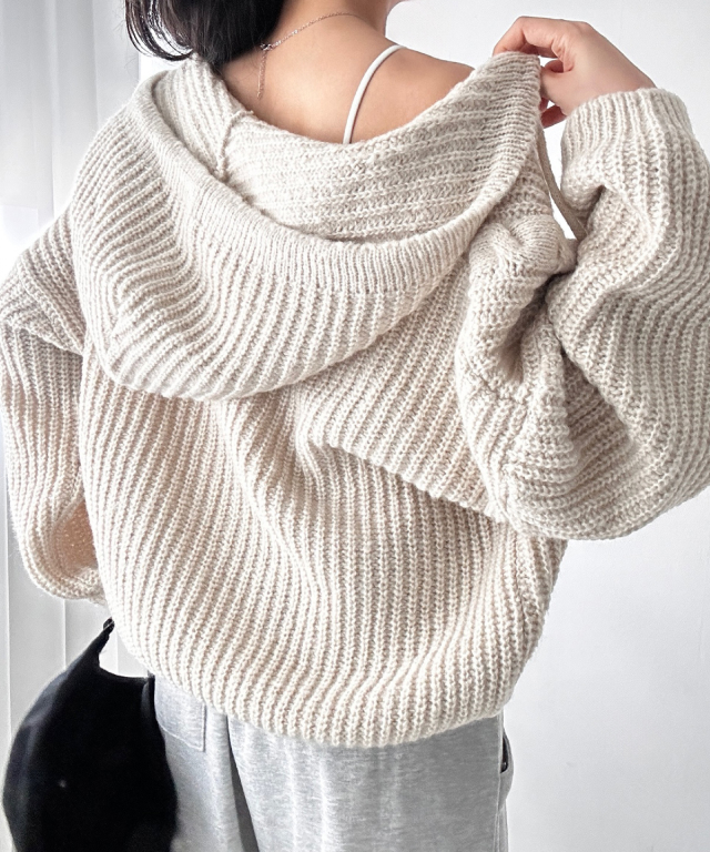 ダブルジップケーブルニットジップパーカー | レディースファッション