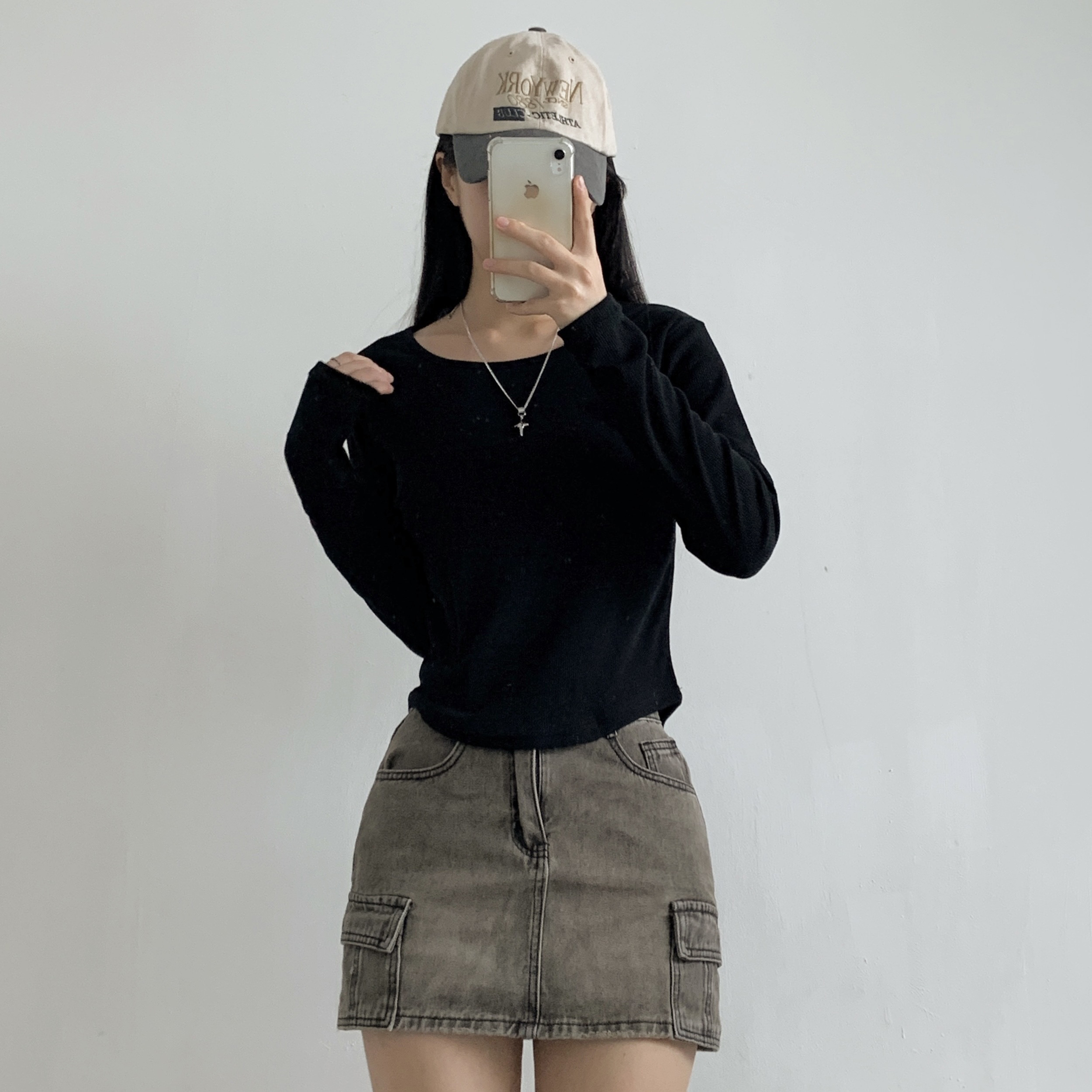 リブストレッチラウンドネックスリム長袖Tシャツ | 詳細画像19