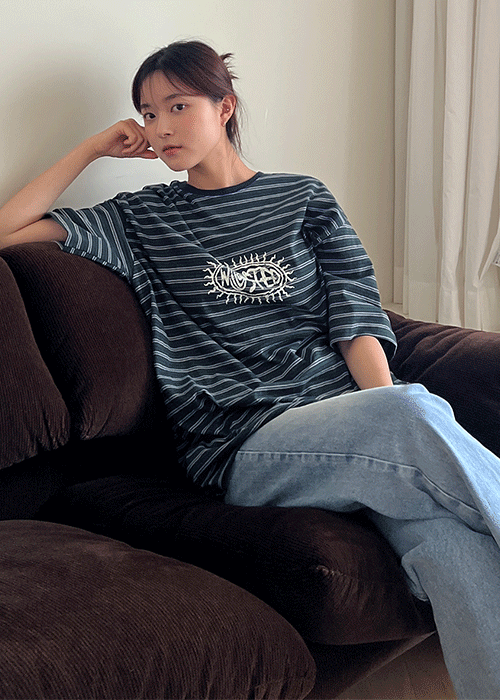 美品 クーティー オーバーサイズ ワイド ボックス ボーダー リブロンT シャツ オーバーサイズボクシー半袖ボーダーTシャツ | レディースファッション