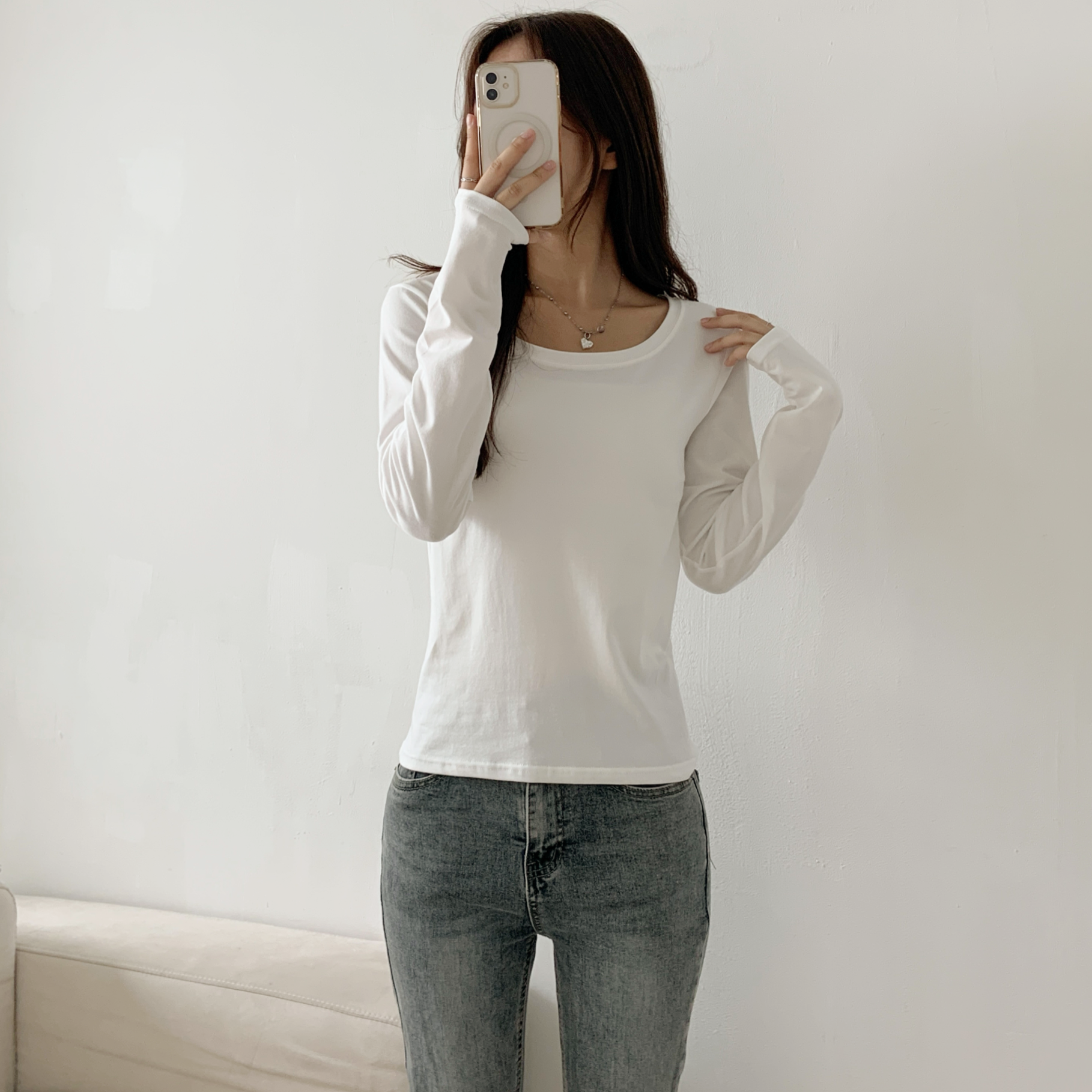 ストレッチUネックスリム長袖Tシャツ | 詳細画像9
