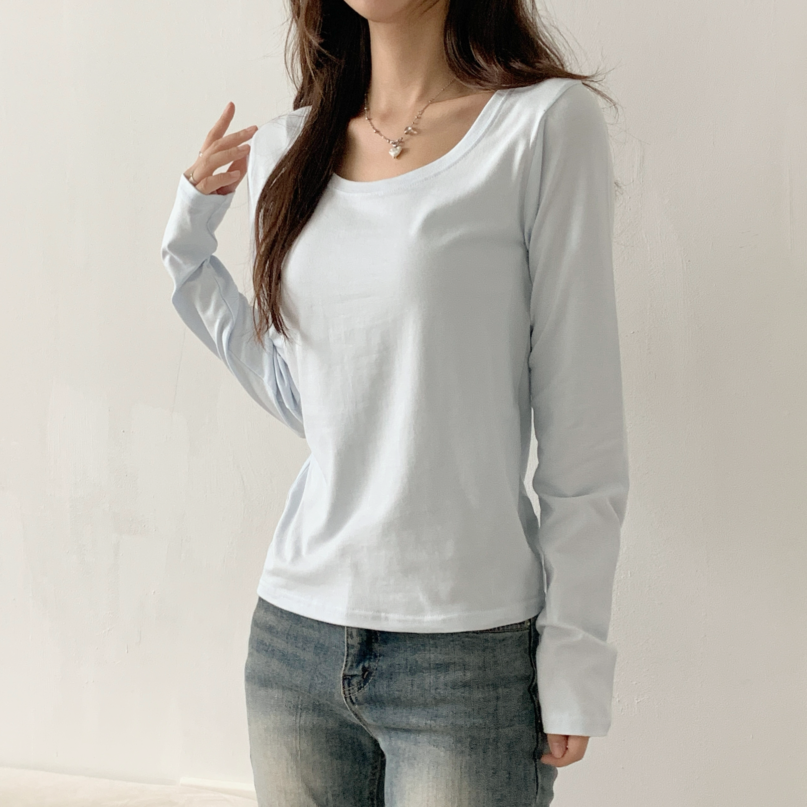 ストレッチUネックスリム長袖Tシャツ | 詳細画像2