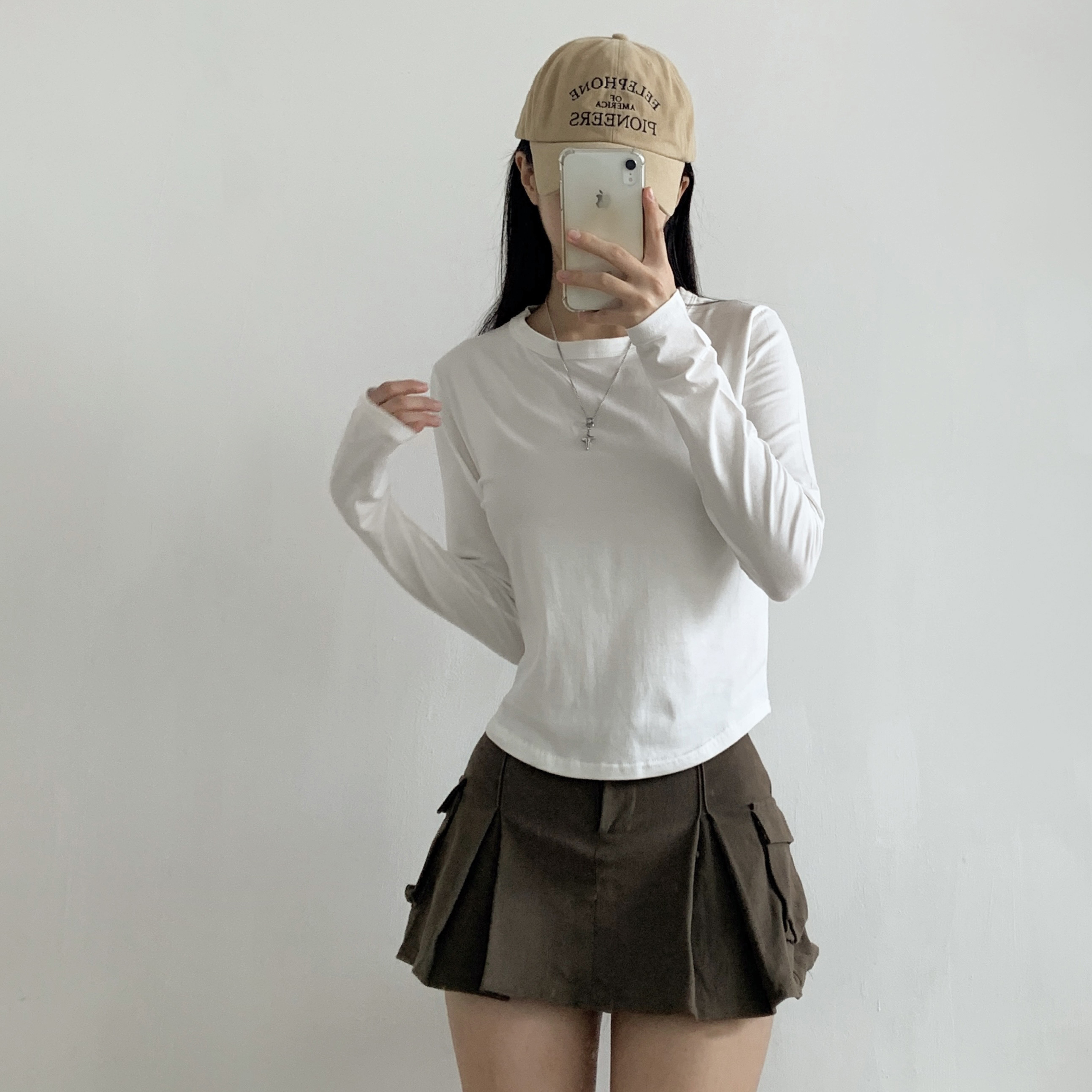 ストレッチラウンドネックUネックスリム長袖Tシャツ | 詳細画像10