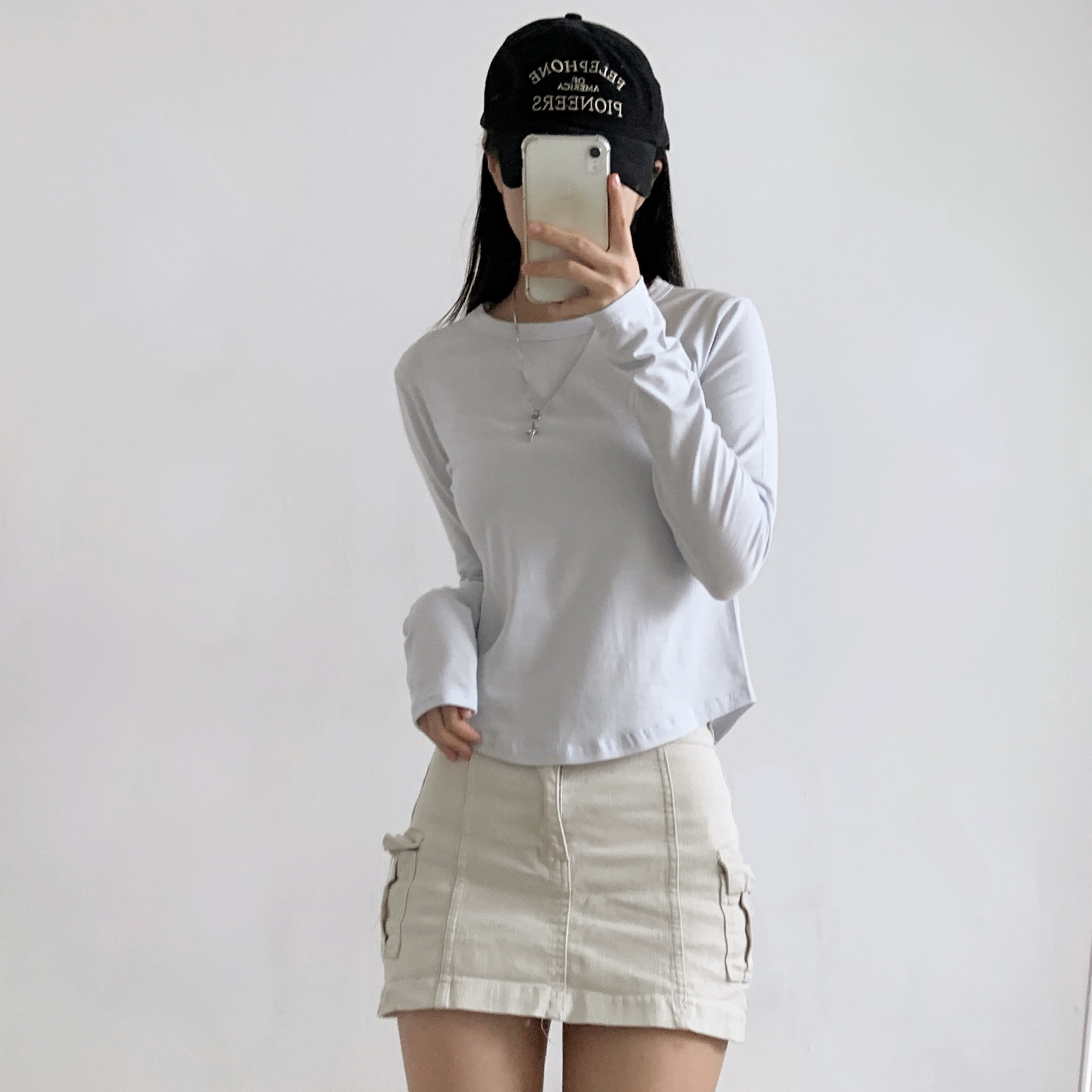 ストレッチラウンドネックUネックスリム長袖Tシャツ | 詳細画像16