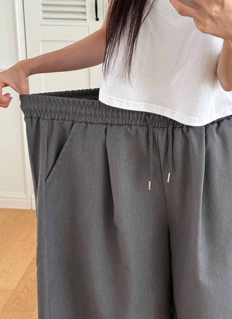 ピンタックゴムオーバーサイズワイドスラックス | レディース