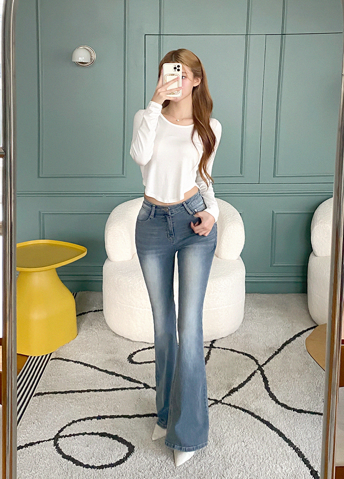 ウォッシングブーツカットデニムパンツ | レディースファッション通販