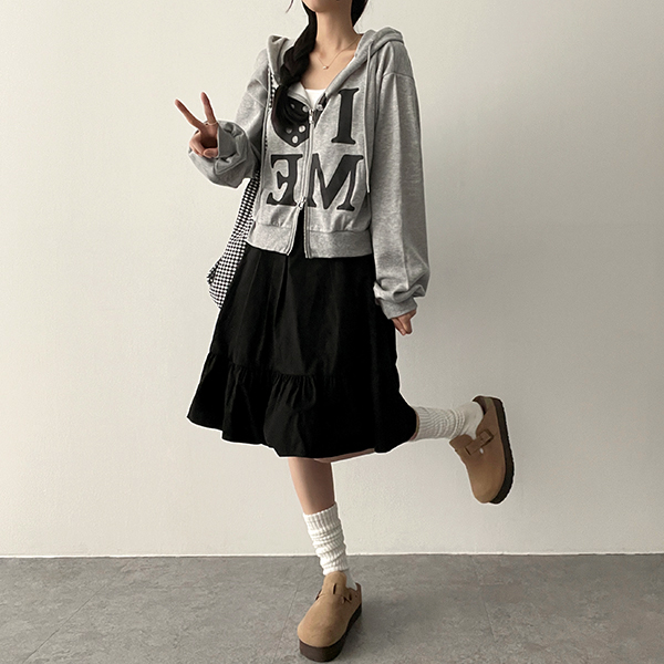 ダブルジップクロップドプリントジップパーカー | レディース