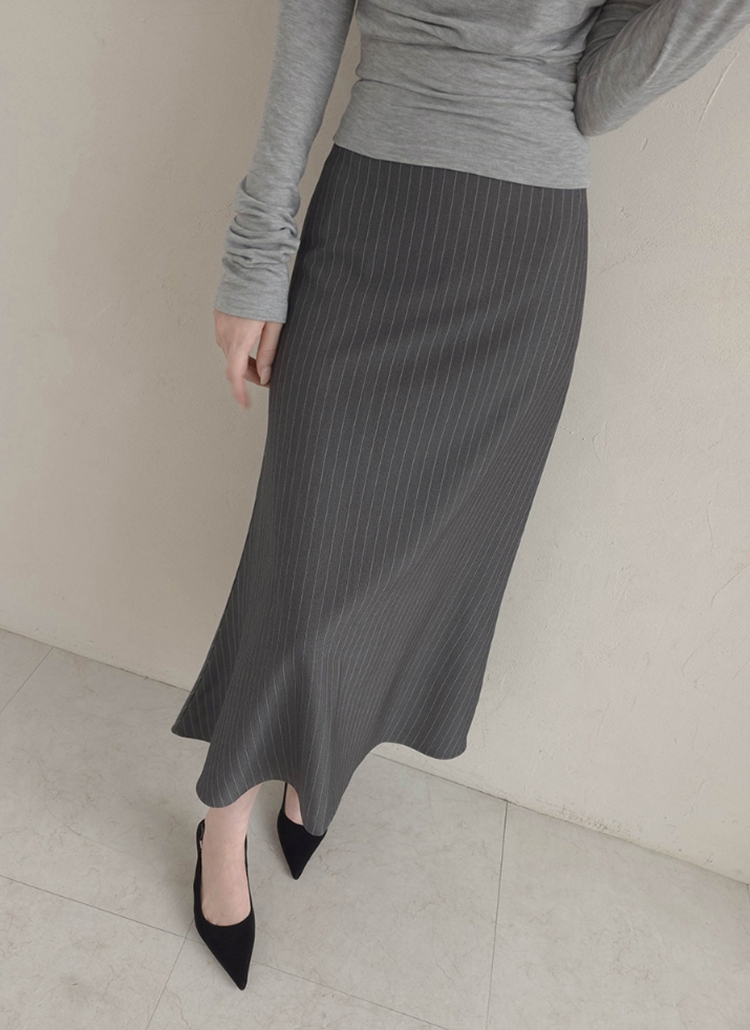 ジップアップスリムロングストライプスカート | レディース
