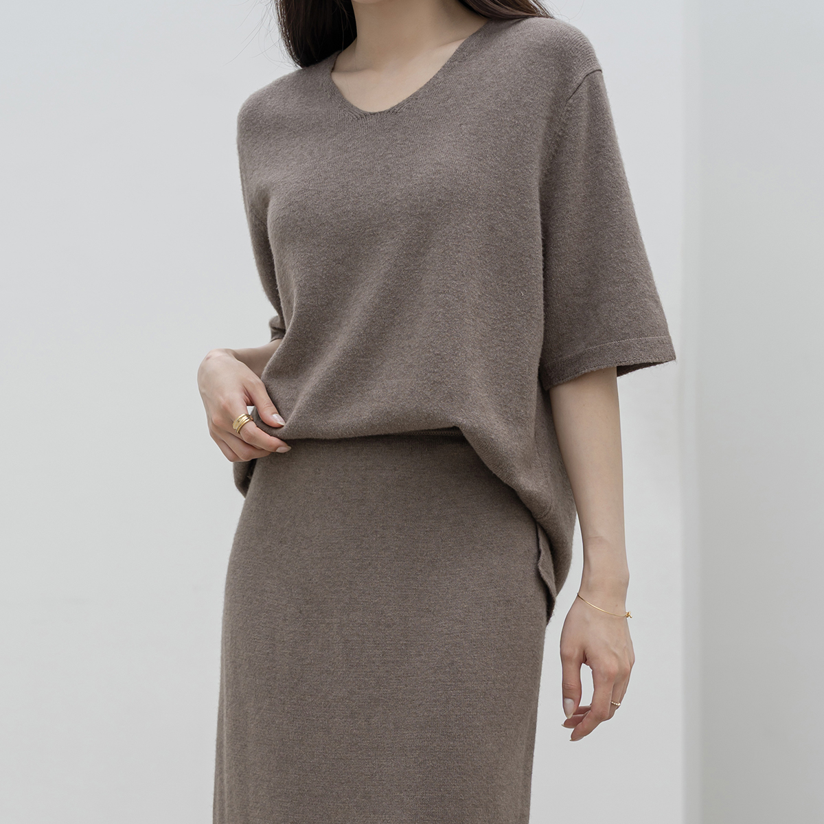 ido5319LCZ袖リブHネック伸縮RED起毛5ｘ3ｍｍSDオーダー料込 GOLDJAPAN 大きいサイズ レディース トップス ニット セーター